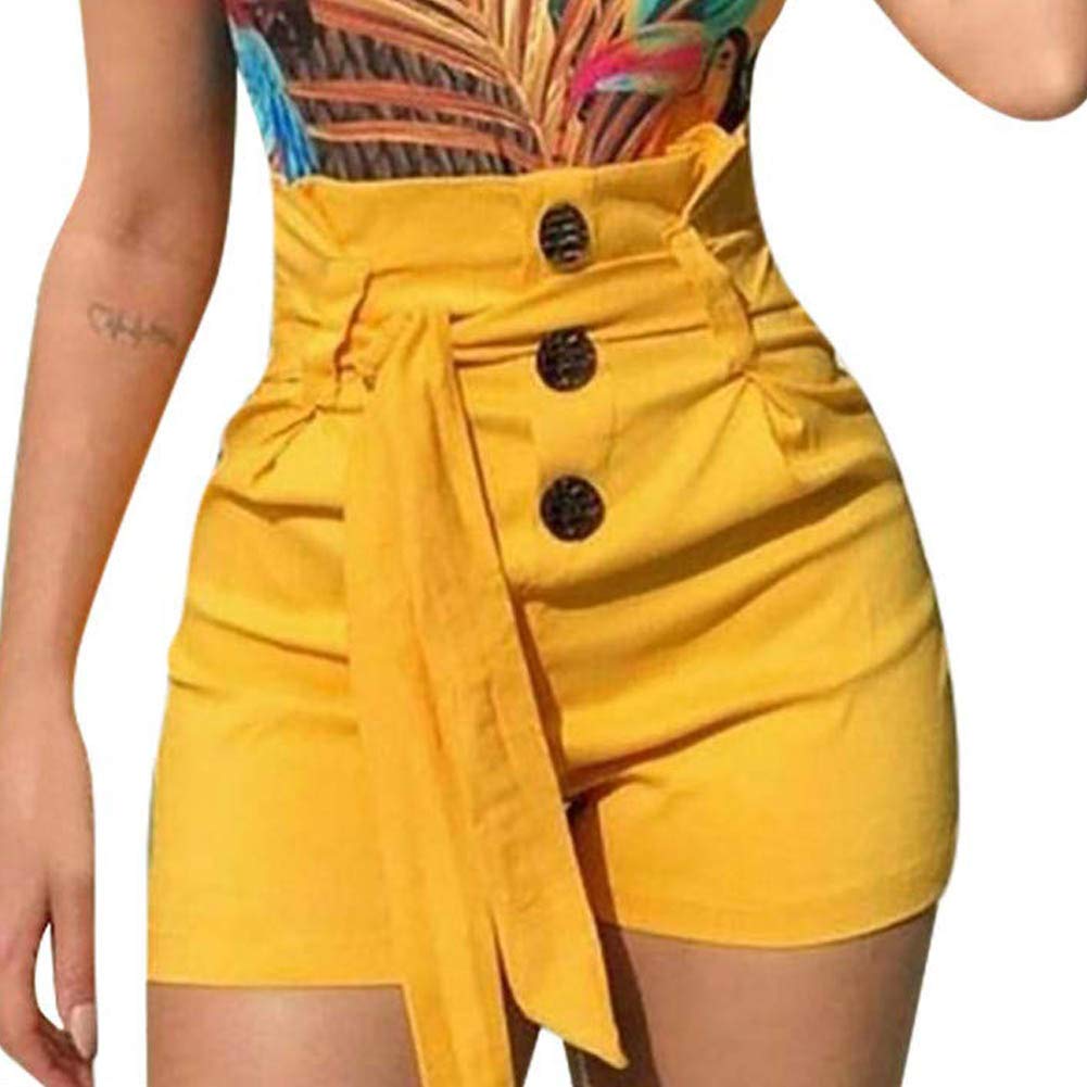 KUFV Women's High Waist Hot Shorts - Wide Leg Summer Pants with Adjustable Belt Knot | Casual Outfit, Beachwear, Yoga & Lounge Wear for Women