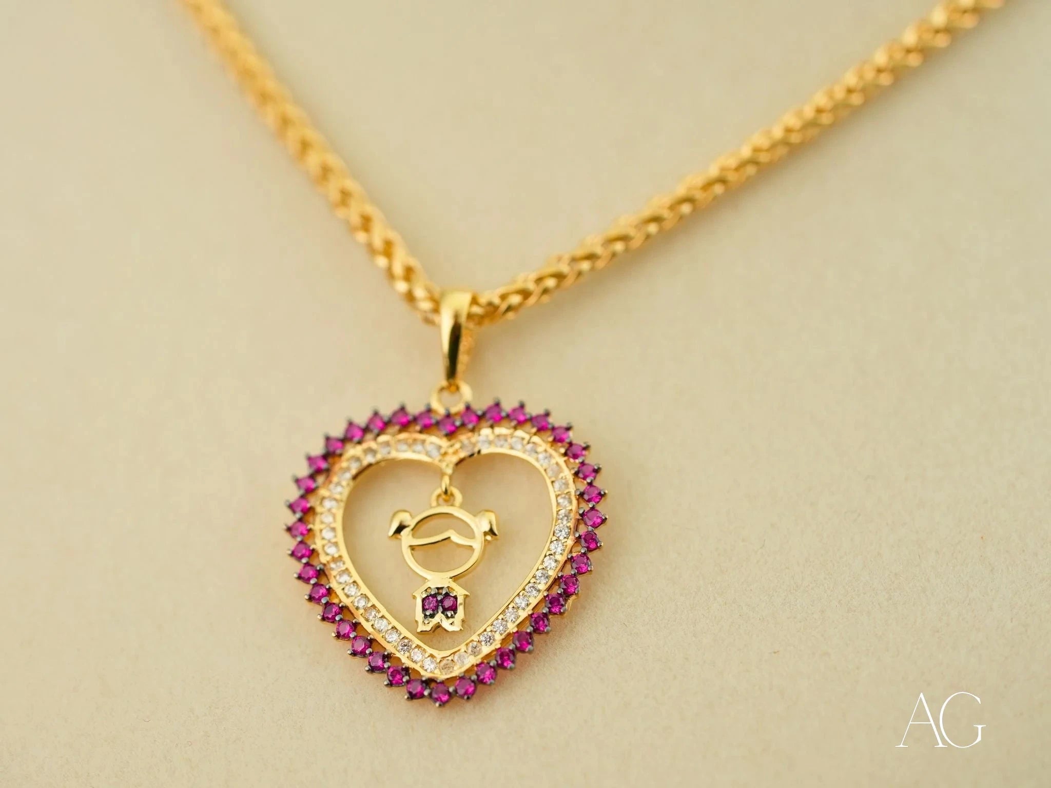 18K Gold Red CZ Heart Pendant Necklace - Elegant Valentine's Gift for Her, Anniversary Jewelry, Romantic Birthday Present for Girlfriend, Wife, or Loved One - Perfect for Date Nights, Weddings, and Special Occasions
