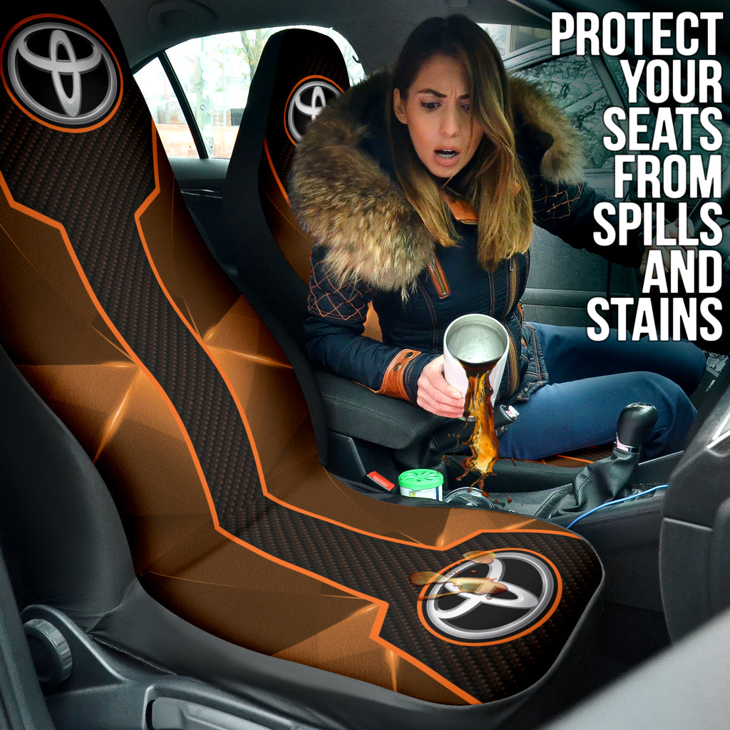 Premium Toyota Car Seat Covers - Soft Orange PU Leather, Universal Fit for Camry/Corolla/Rav4 - Comfort & Style Upgrade for Road Trips & Daily Commute