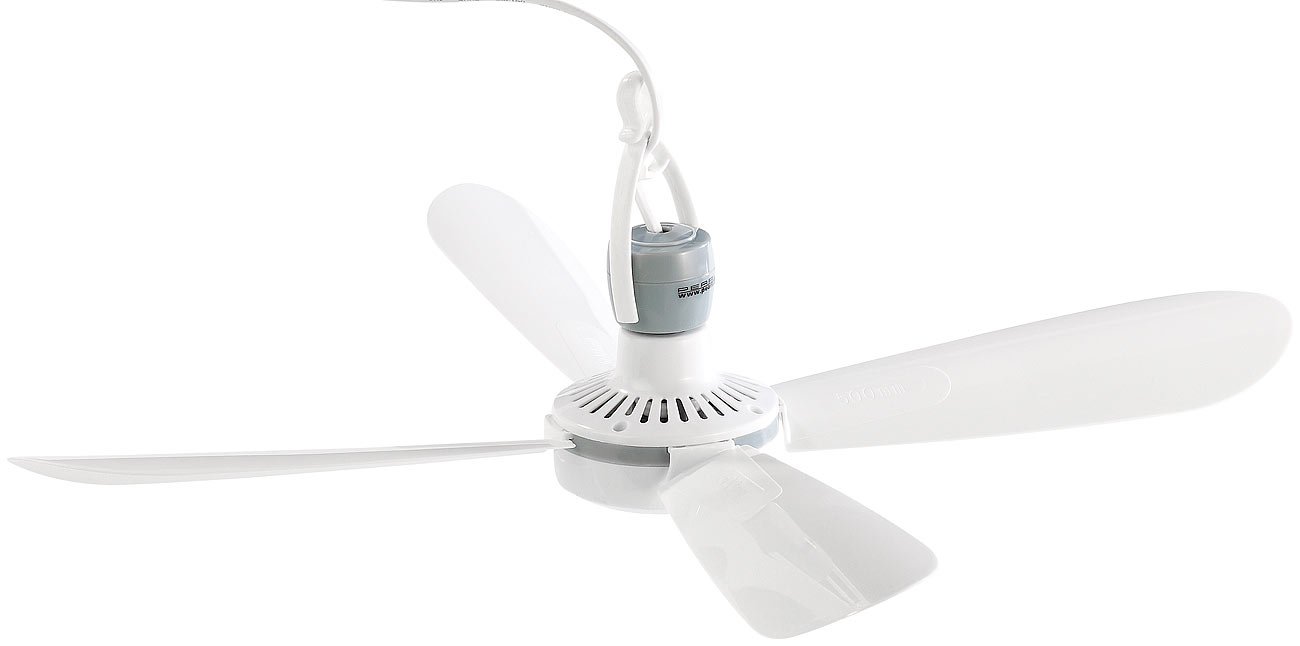 PEARL Solar Fan VT-145.D - 40cm Ceiling Fan with Hook, 230V, Lightweight & Compact Design - Perfect for Bedrooms, RVs, and Outdoor Spaces
