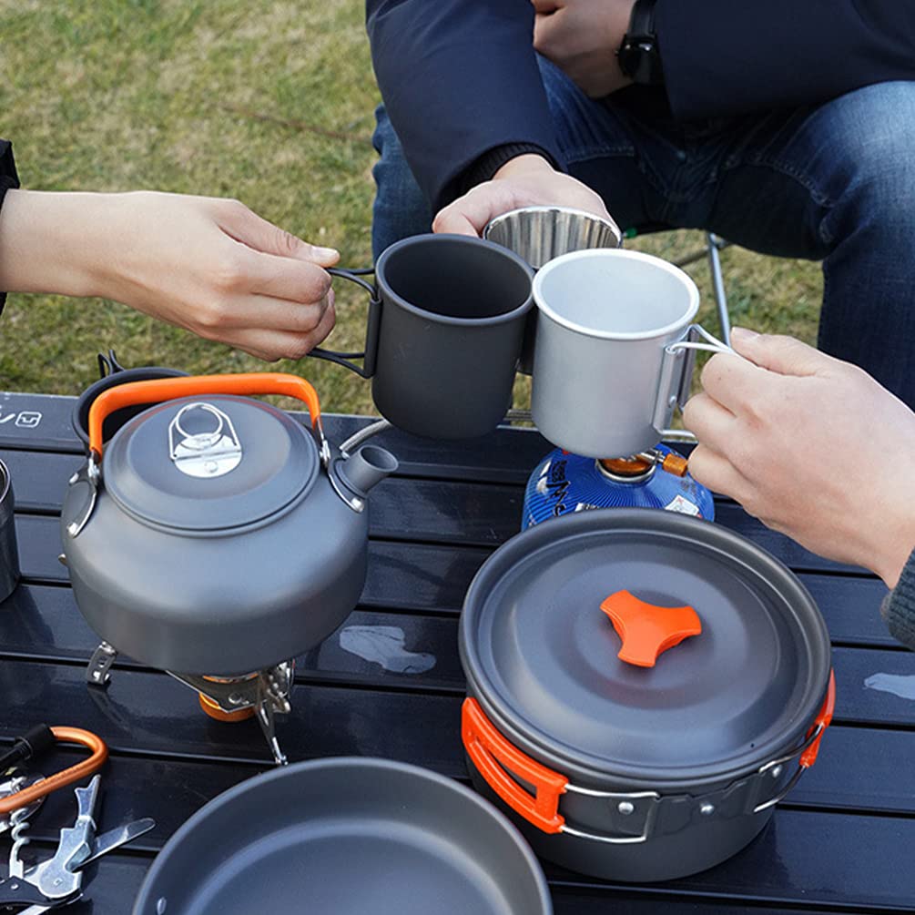 BESPORTBLE 1 Set Lightweight Aluminum Alloy Camping Cookware Kit - Portable Non-Stick Pots & Pans Set with Cutlery for Outdoor Cooking, Hiking, Backpacking & Picnics