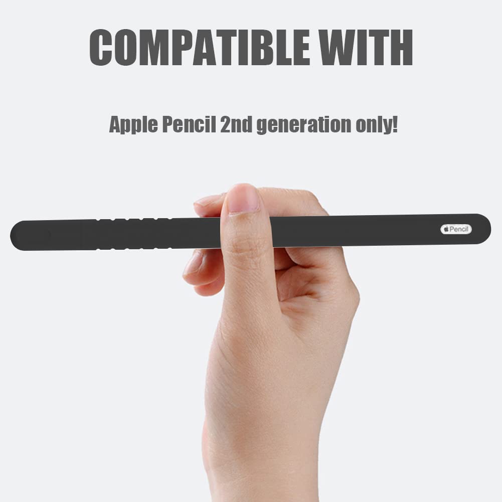 YINVA Apple Pencil 2nd Generation Sleeve Cover - Protective Grip Skin Case with Nib Cap (Black) | Perfect for iPad Pro, Drawing, Note-Taking & Digital Art Accessories