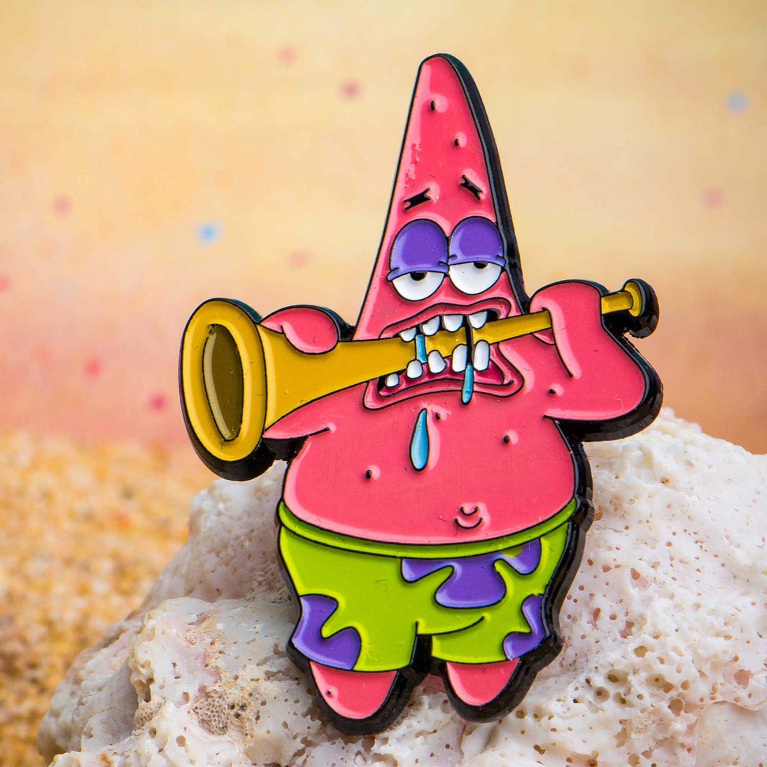 Nickelodeon SpongeBob SquarePants Enamel Pin - Patrick Star Eating a Trumpet Collectible Badge | Perfect for Backpacks, Jackets & Pin Collections