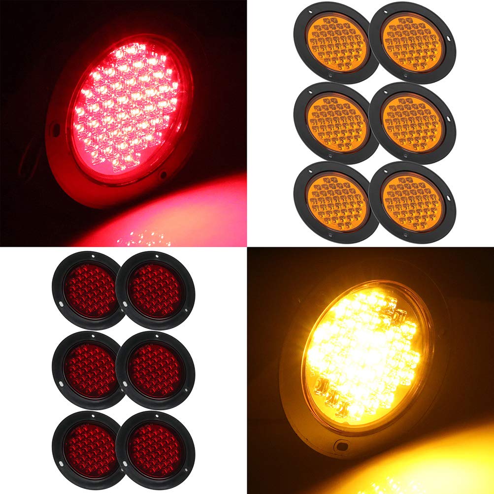 SCITOO Universal 12V LED Side Marker Lights - 6 Red & 6 Amber Lights for Boats, Trucks, Trailers & Pickups - 40 LED Stop/Turn Signal Tail Lamps - Perfect for Night Driving, Marine Safety & Vehicle Visibility
