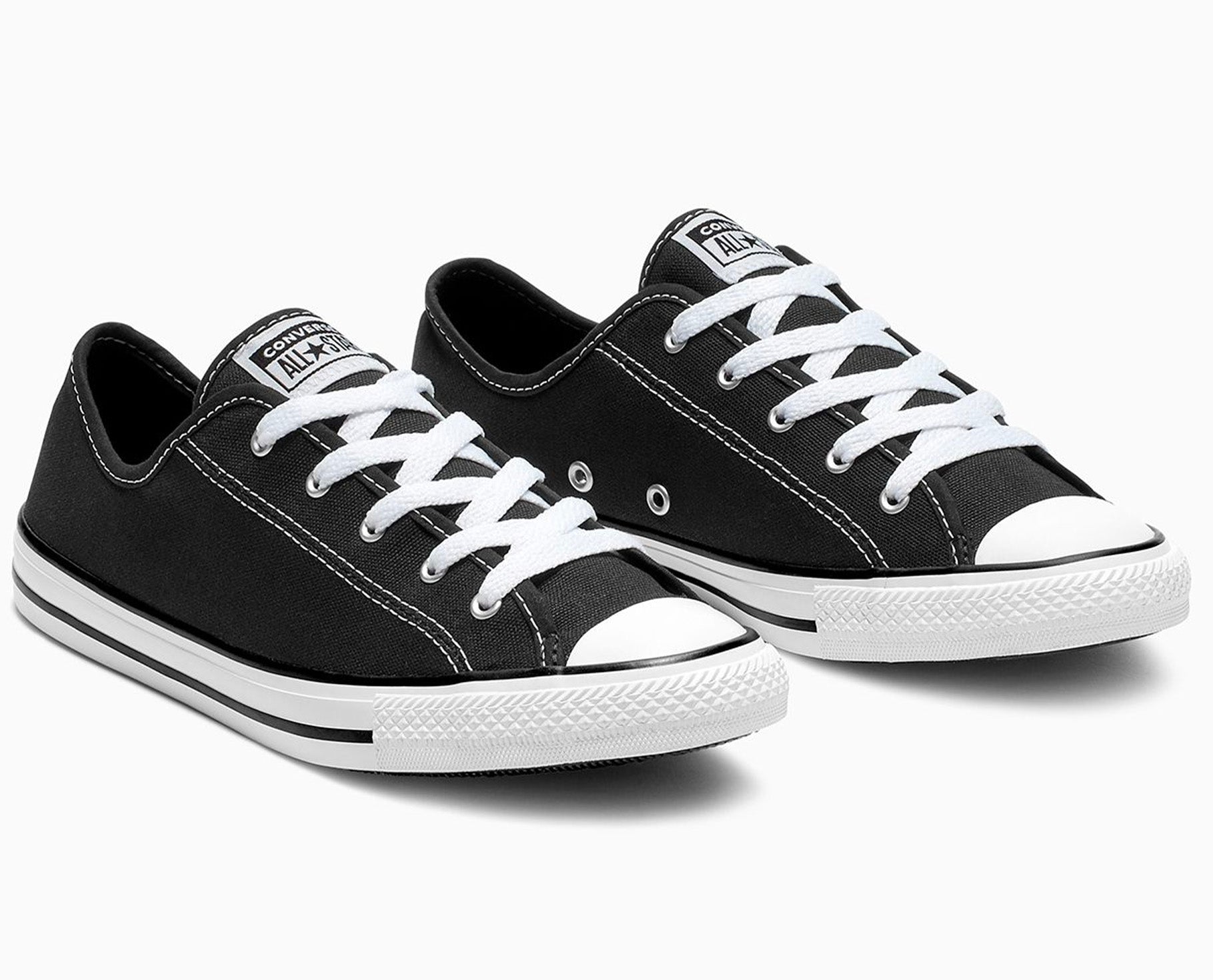 Converse Women's Chuck Taylor All Star Dainty Ox Sneakers - Black Canvas Low Top Shoes for Casual Wear & Everyday Fashion