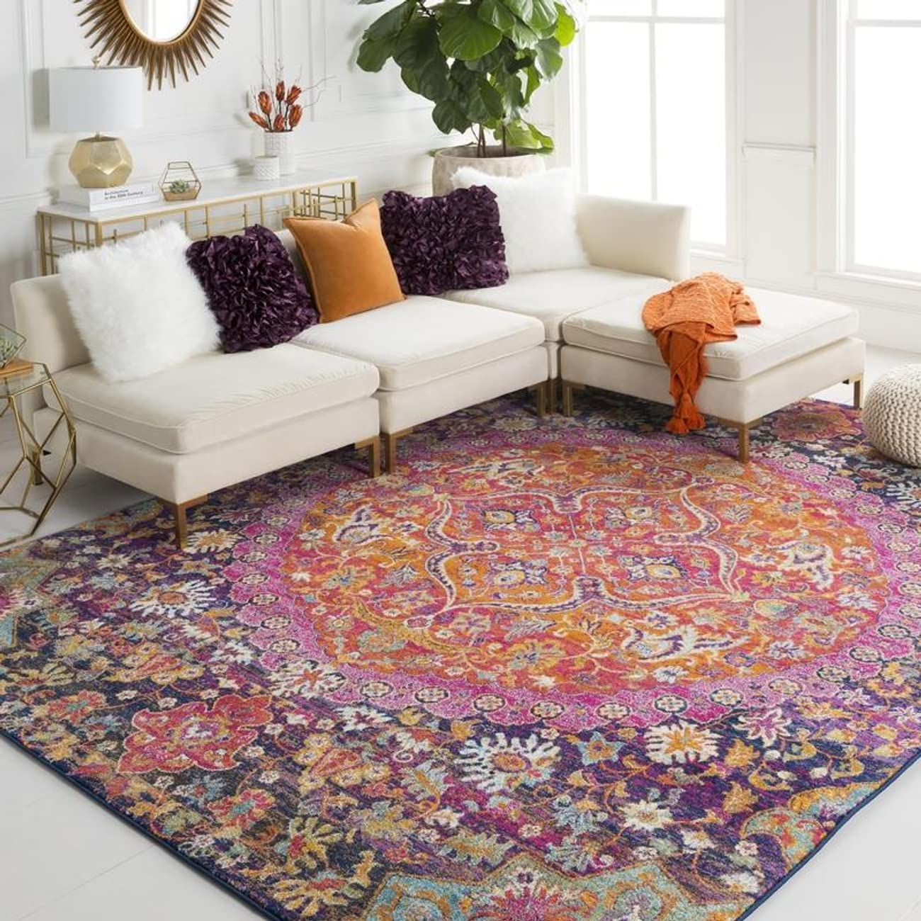 Mark&Day 4x6 Point May Traditional Garnet Area Rug - Red White Black Non-Slip Carpet for Living Room, Bedroom, Kitchen - Perfect for Home Decor & Cozy Spaces (3'11