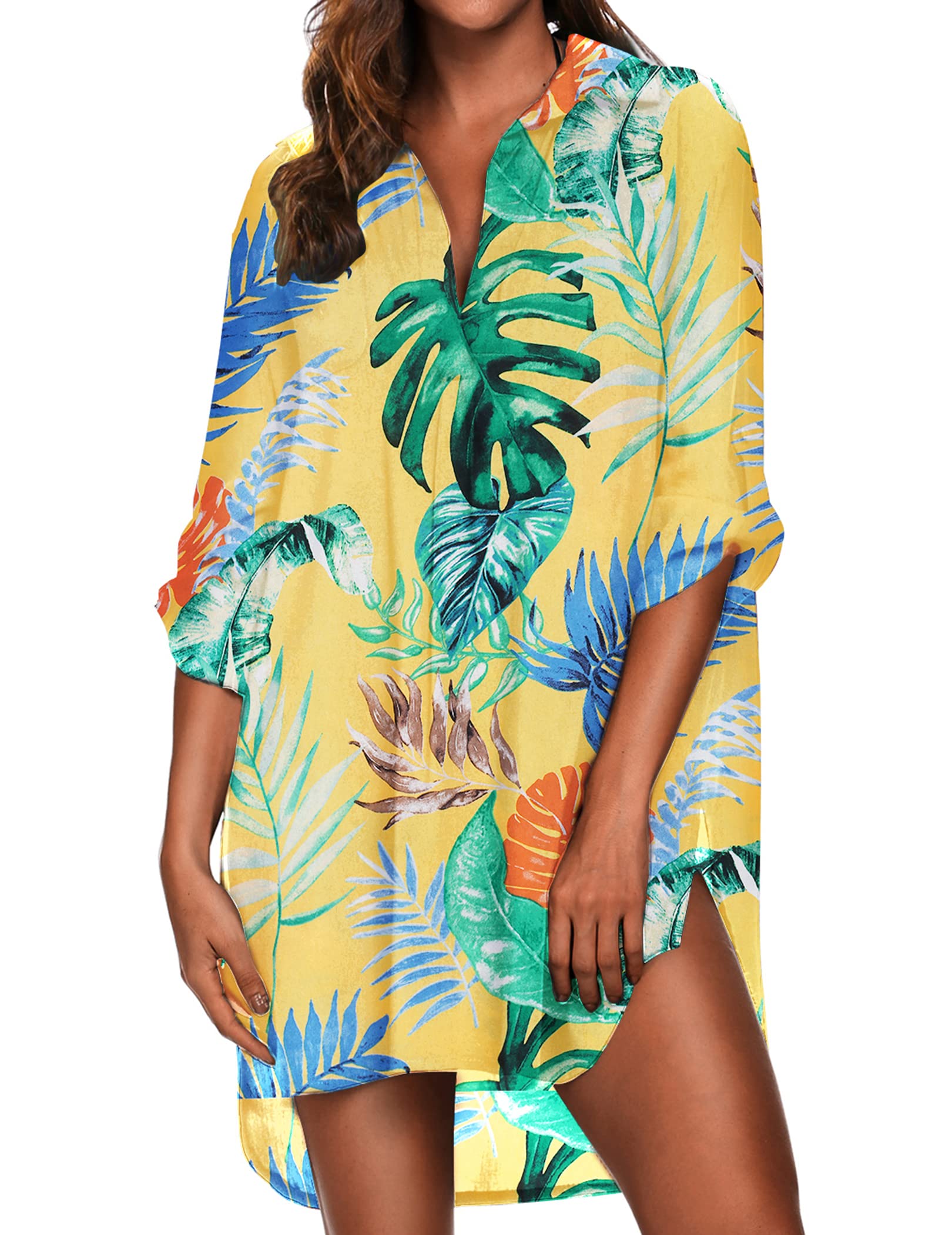 Ekouaer Women's Swimsuit Cover Up - Lightweight Beach Shirt, Bikini Wrap, Bathing Suit Dress for Pool, Vacation & Summer Outfits