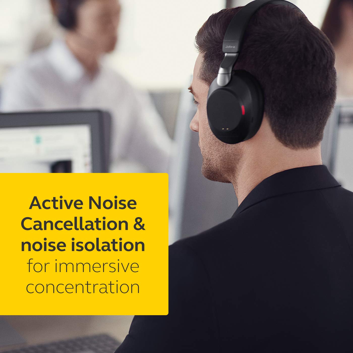 Jabra Evolve2 85 Wireless Noise Cancelling Headphones with Charging Stand – UC Certified Stereo PC Headset, Long Battery Life, USB-C Bluetooth Adapter – Black – Perfect for Home Office, Remote Work & Video Conferencing