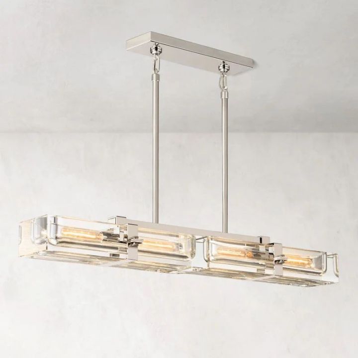 Eloise 48-Inch Linear Chandelier - Modern Crystal Pendant Lighting Fixture for Dining Room, Kitchen Island & Bedroom