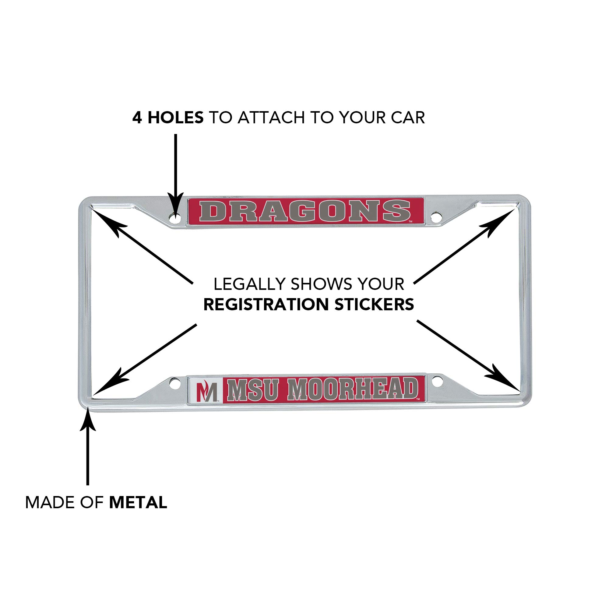 Minnesota State University Moorhead Dragons Metal License Plate Frame - Desert Cactus Car Accessories for Front or Rear - Perfect for Alumni, Fans, and Car Enthusiasts