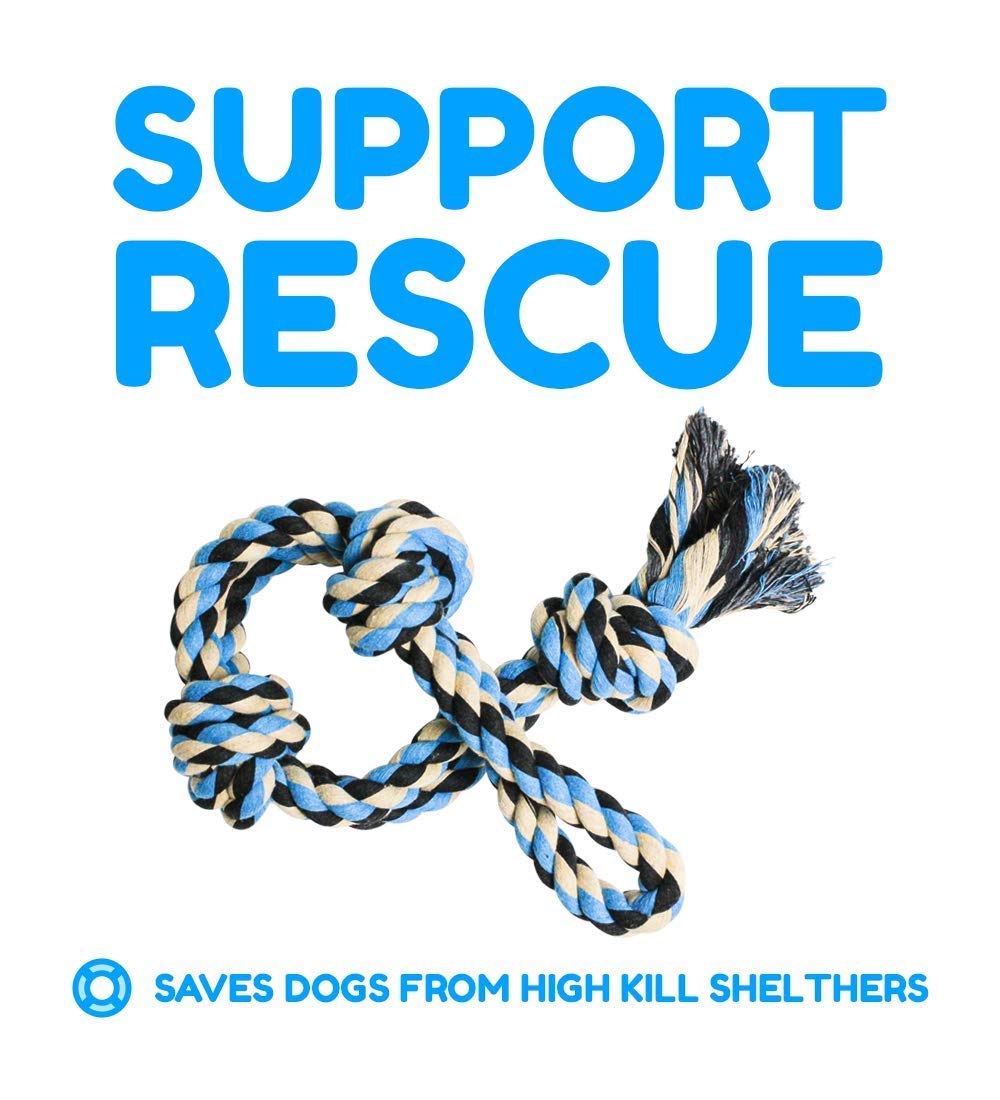 XL Durable Rope Dog Toy for Aggressive Chewers - Nearly Indestructible Chew Toy for Large Dogs, Supports Non-Profit Dog Rescue (Blue) - Perfect for Playtime, Training & Dental Health