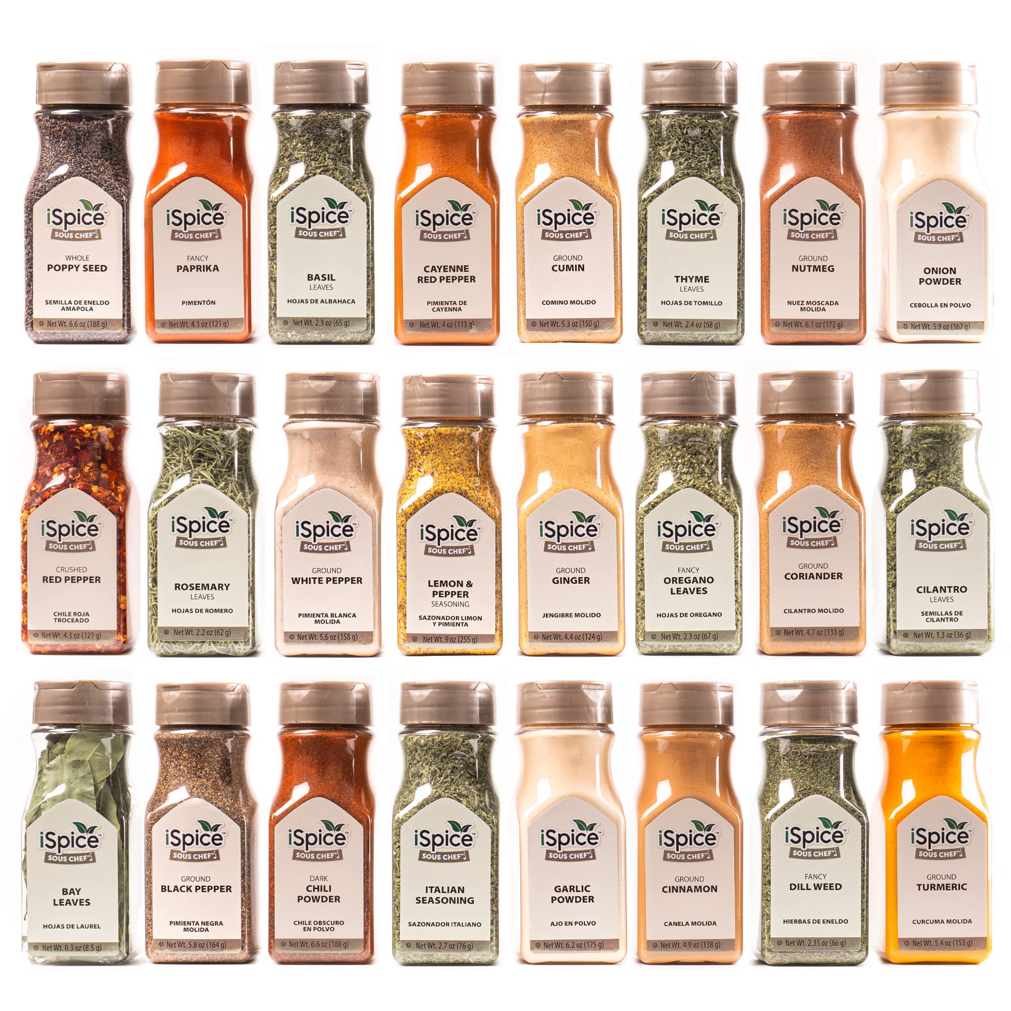iSpice 24-Pack Gourmet Spice Set - Premium Spices & Seasonings Collection for Cooking, Baking & Grilling | Ultimate Kitchen Essential for Home Chefs & Food Enthusiasts