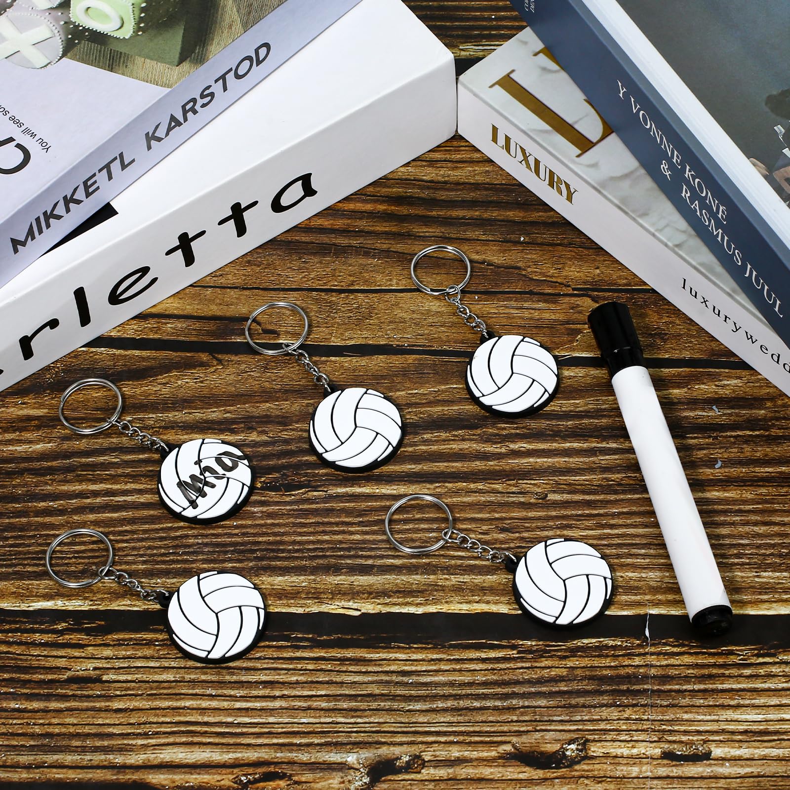 20 Pcs Volleyball Keychains - Rubber Sports Keychain for Volleyball Teams, Cute Party Favors, School Sport Rewards & Birthday Supplies | Perfect for Team Gifts, Sports Events & Fan Appreciation