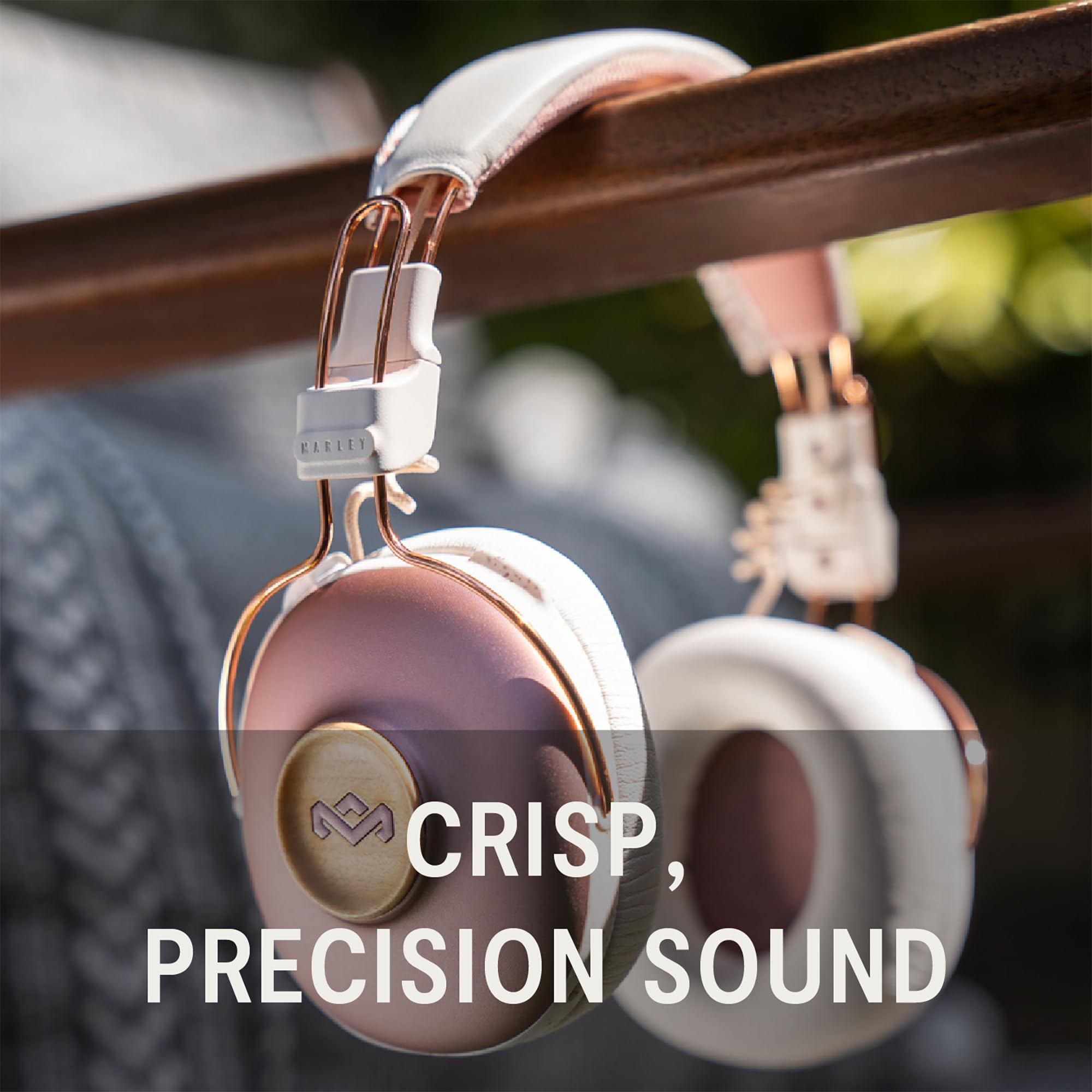 House of Marley Positive Vibration Over-Ear Wireless Bluetooth Headphones - 34 Hours Playtime, Built-in Mic, Noise Isolation, Eco-Friendly Materials (Copper) - Perfect for Travel, Workouts & Home Listening