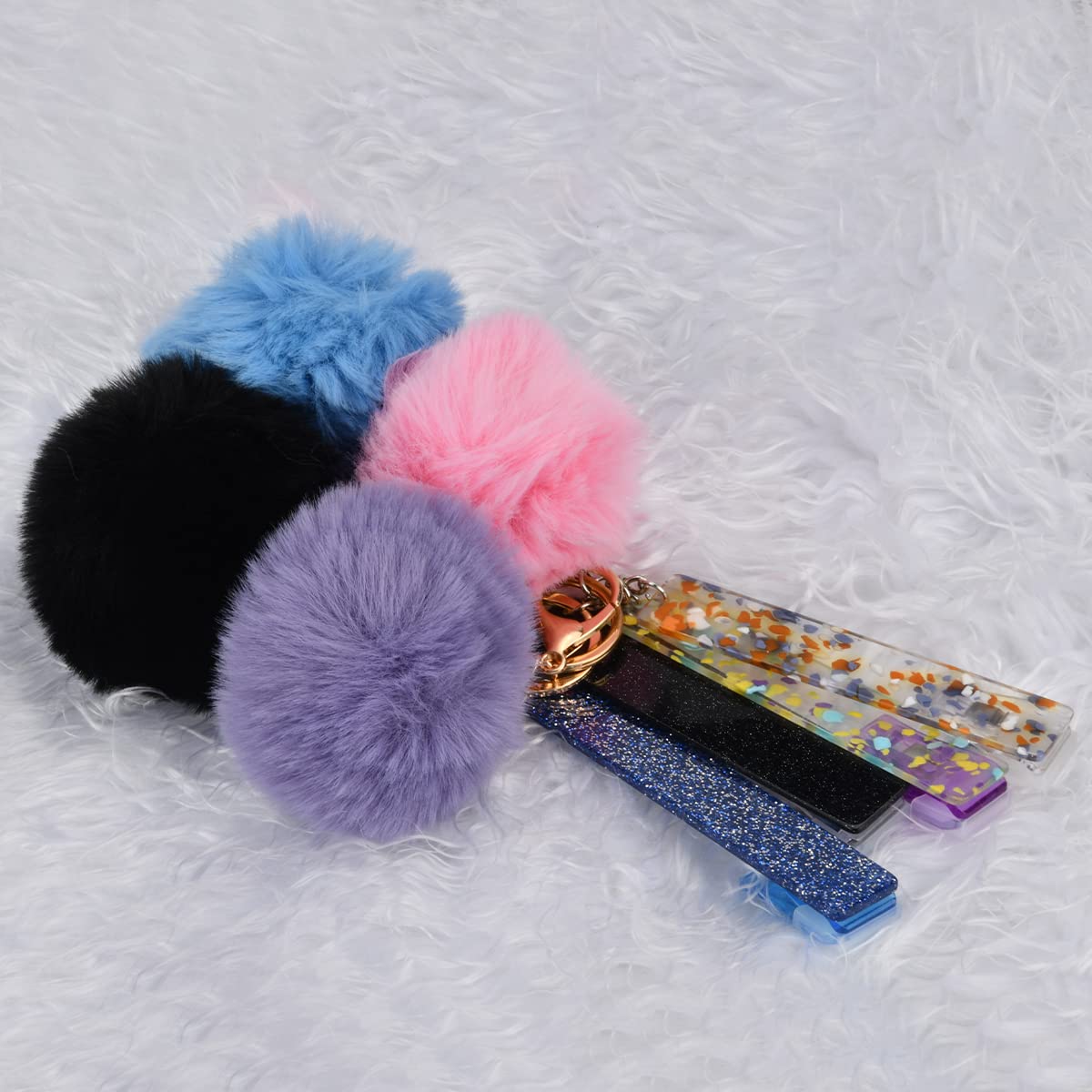 BUUFAN Acrylic Credit Card Puller Keychain - Cute ATM Card Grabber with Hairball Design for Women & Girls - Convenient for Long Nails & Quick Card Access - Perfect for Wallets, Keychains, and Everyday Use