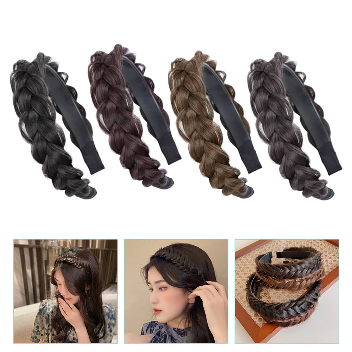 LALAFINA 8 Pcs Wig Twist Headband - Toothed Hair Bands for Women & Girls, Banana Hair Claw Clips, Pink Wide Headbands, Brown Wig Tiara Comb - Perfect for Braiding, Styling, and Securing Wigs (Matte Finish)