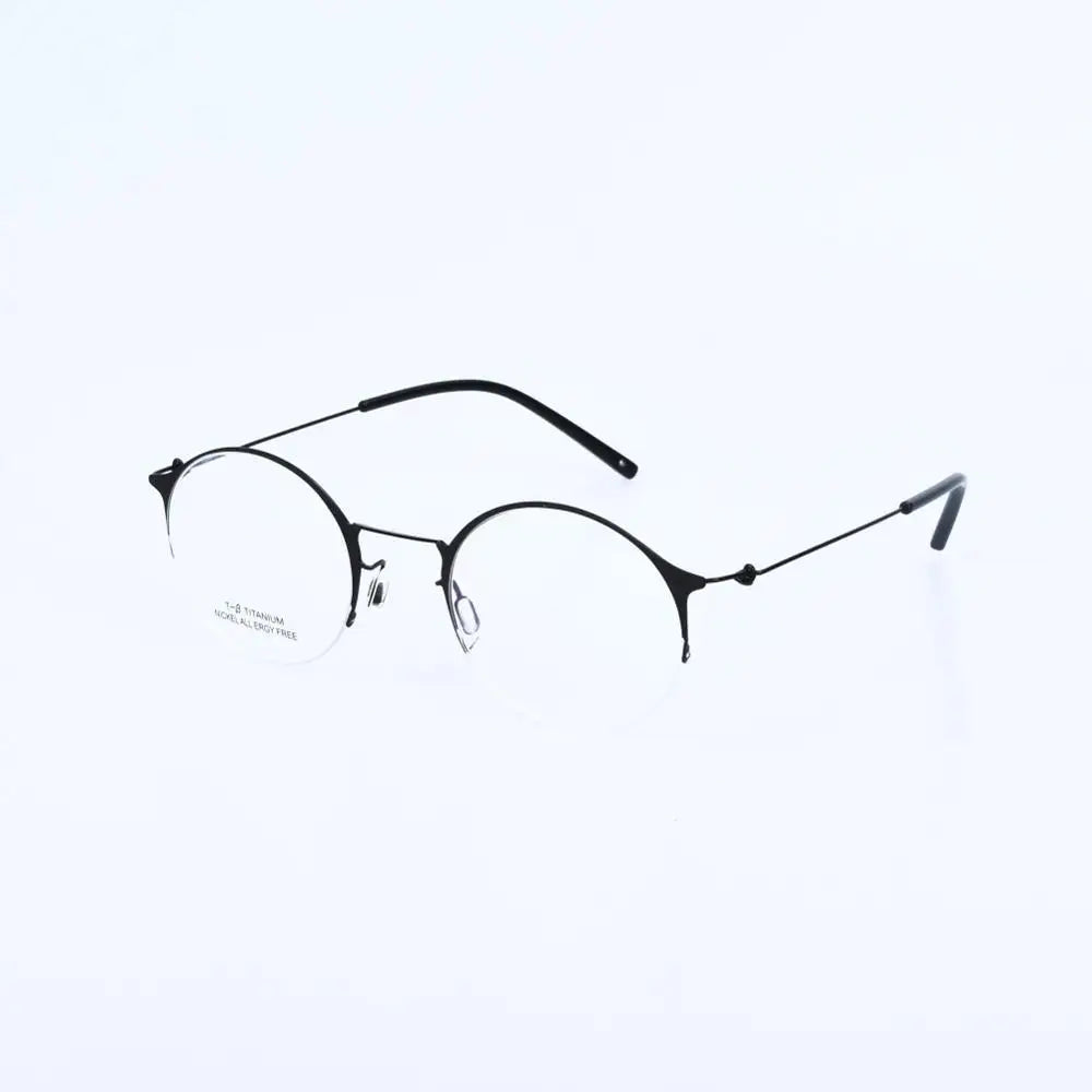 Aimee Unisex Semi-Rimless Round Alloy Eyeglasses Frame 1850 - Lightweight & Durable for Reading, Driving, and Daily Wear