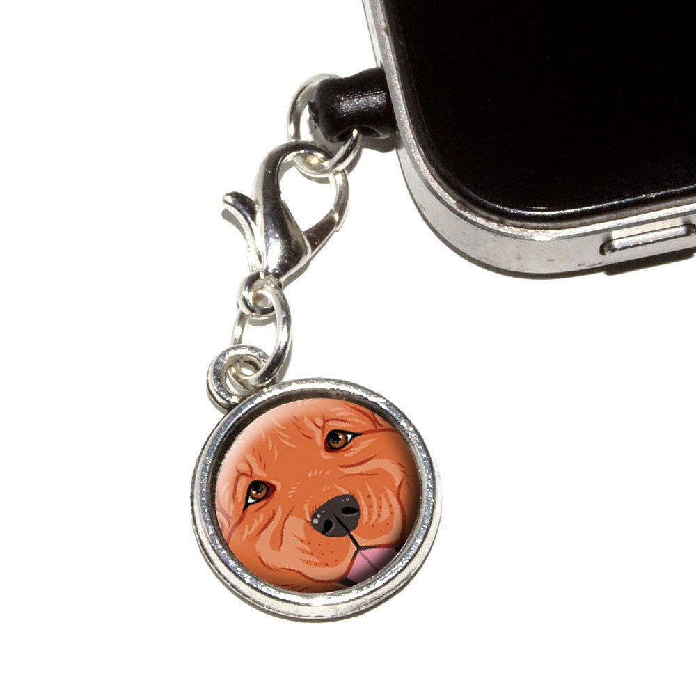 Dark Red Golden Retriever Face Pet Dog Anti-Dust Plug - Universal 3.5mm Headphone Jack Cover Charm for iPhone Samsung Smartphones (1 Pack) - Perfect for Pet Lovers & Phone Protection