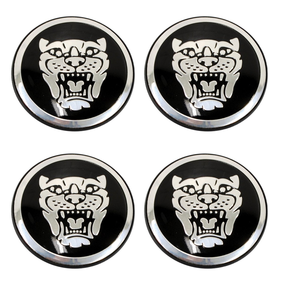 Jaguar Wheel Badge Set - Black Emblem Decals for Car Customization | Enhance Your Jaguar Vehicle's Style (SUV, Sedan, XF, XE, F-Pace)