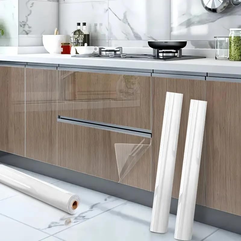 LIVECOOL Clear Self-Adhesive Vinyl Film - 17x78 Inch Transparent Contact Paper for Drawers, Kitchen Cabinets, Desks & Fridge - Removable Protective Cover - Perfect for Home Organization & DIY Projects