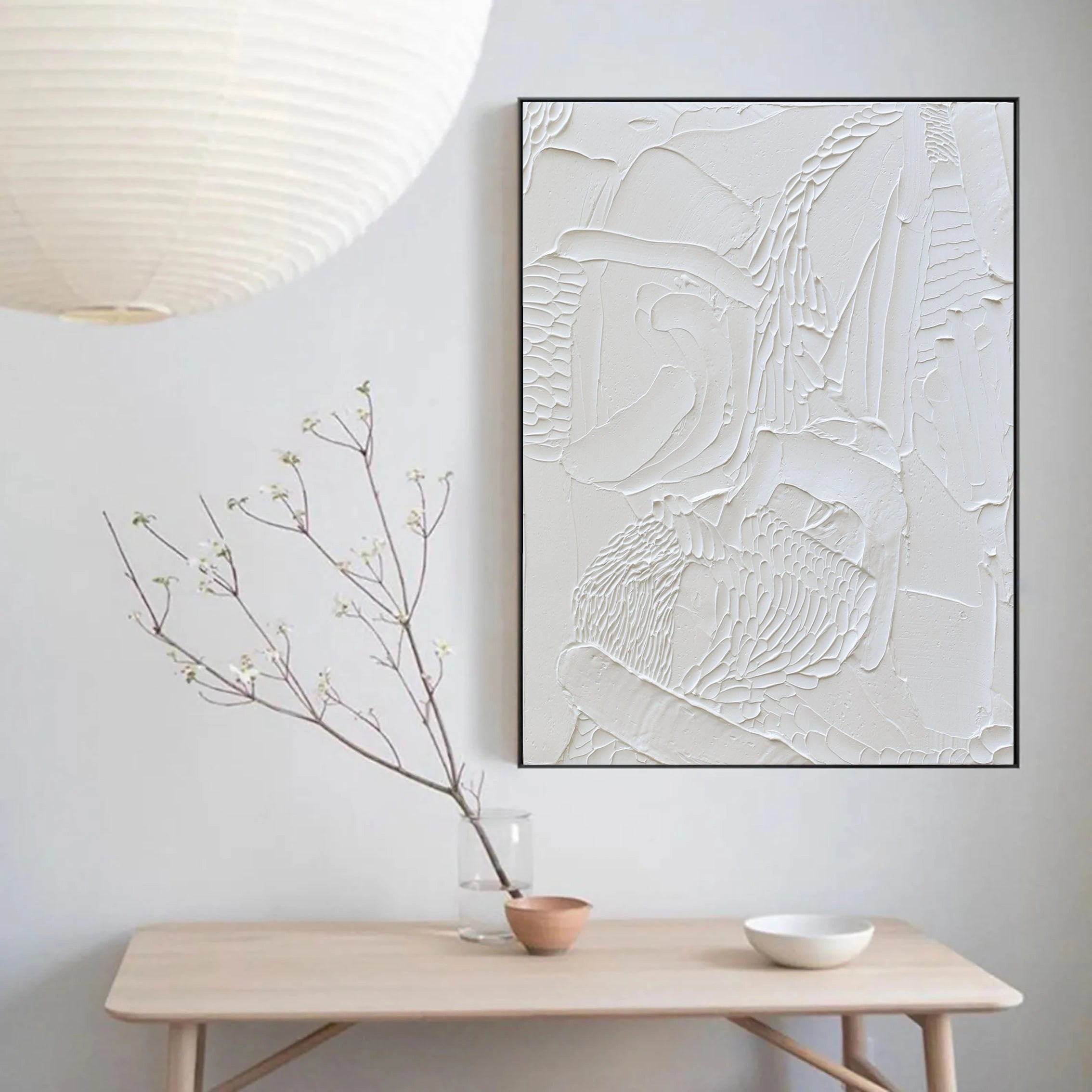 Minimalist Textured Plaster Art Painting #MM012 - Vertical Wall Decor for Modern Living Room & Bedroom