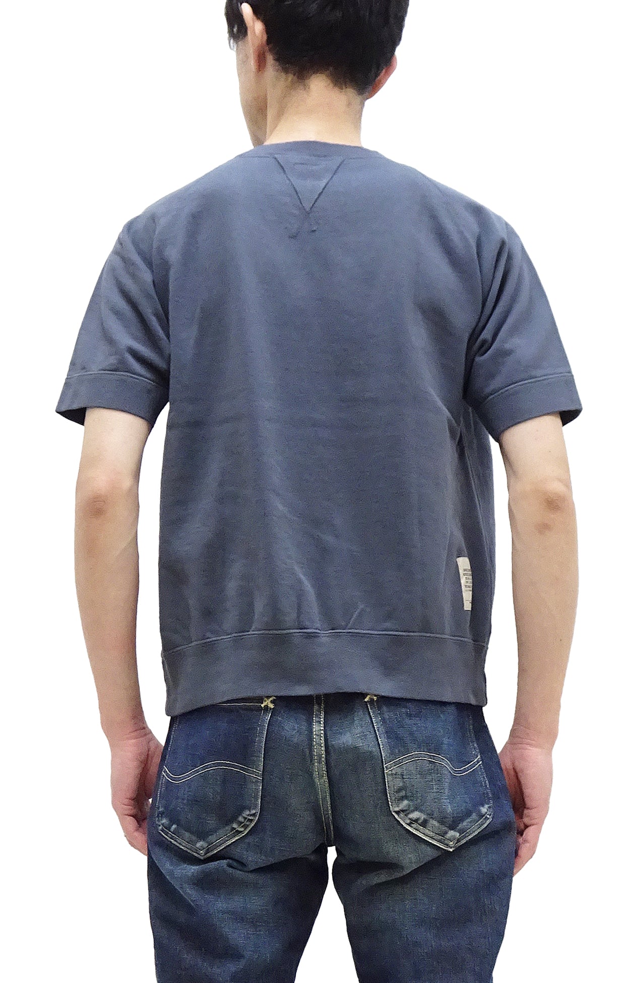 TOYS McCOY Men's Plain Short Sleeve Sweatshirt - Solid Color French Terry Fabric Tee Shirt (TMC2429-120 Faded Blue) | Casual Wear, Street Style & Everyday Comfort