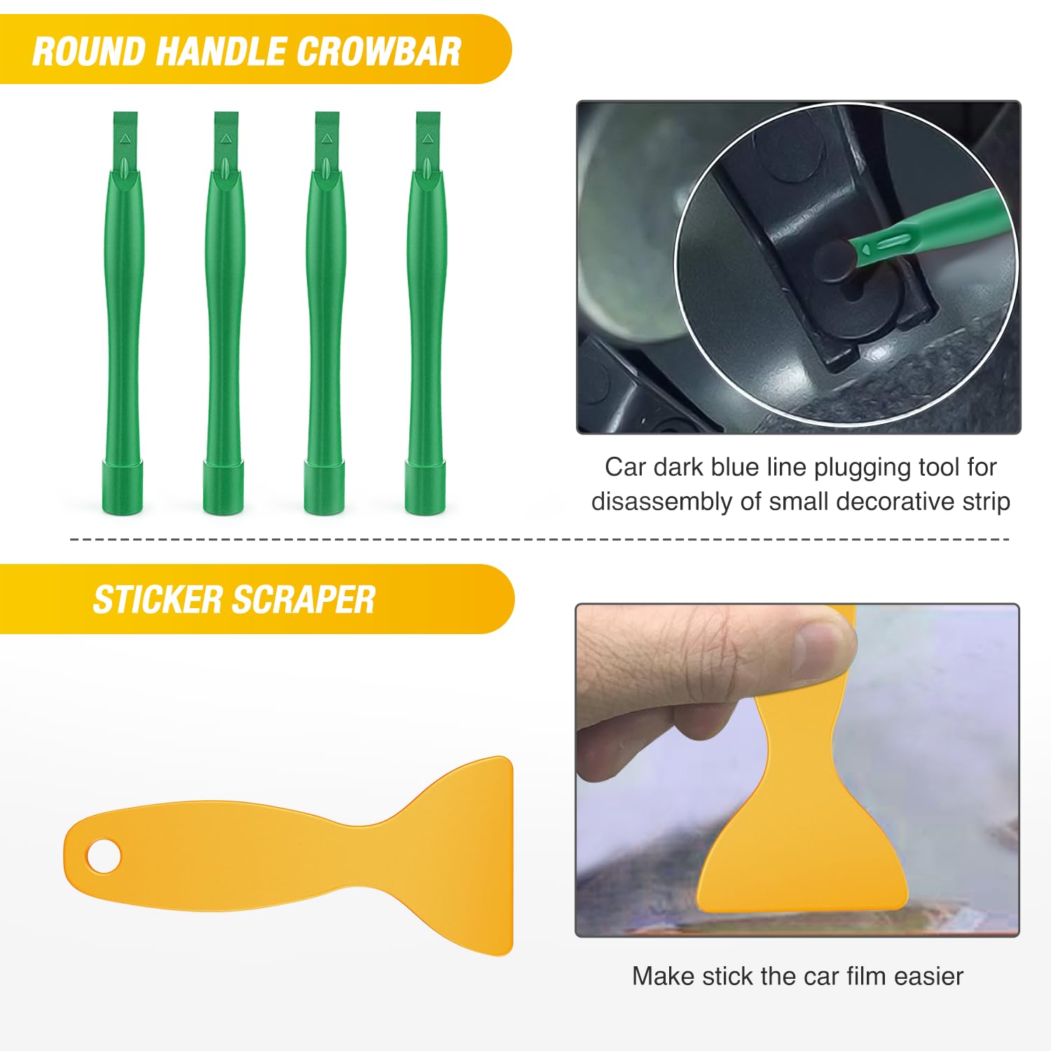 GOOACC 102Pcs Car Trim Removal Tool Kit - Auto Push Pin Nylon Bumper Retainer Clips Fastener Terminal Remover with Round Handle Crowbar for Radio/Dashboard Panel (Green) - Perfect for DIY Auto Repair & Interior Detailing