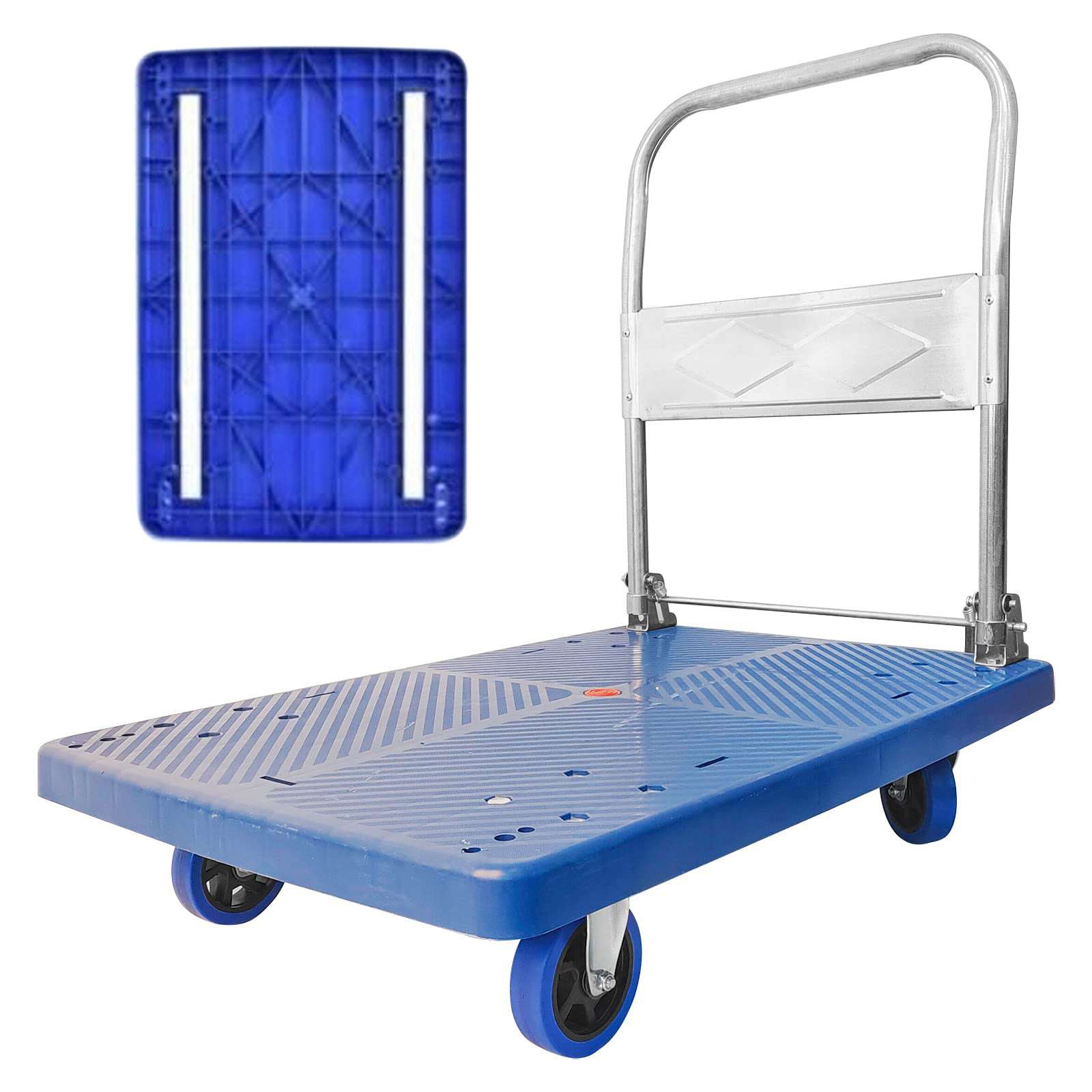 150kg Heavy Duty Foldable Warehouse Platform Trolley - Industrial Dolly Cart with Swivel Wheels for Moving, Loading & Transport - Perfect for Warehouse, Factory, Home & Office Use