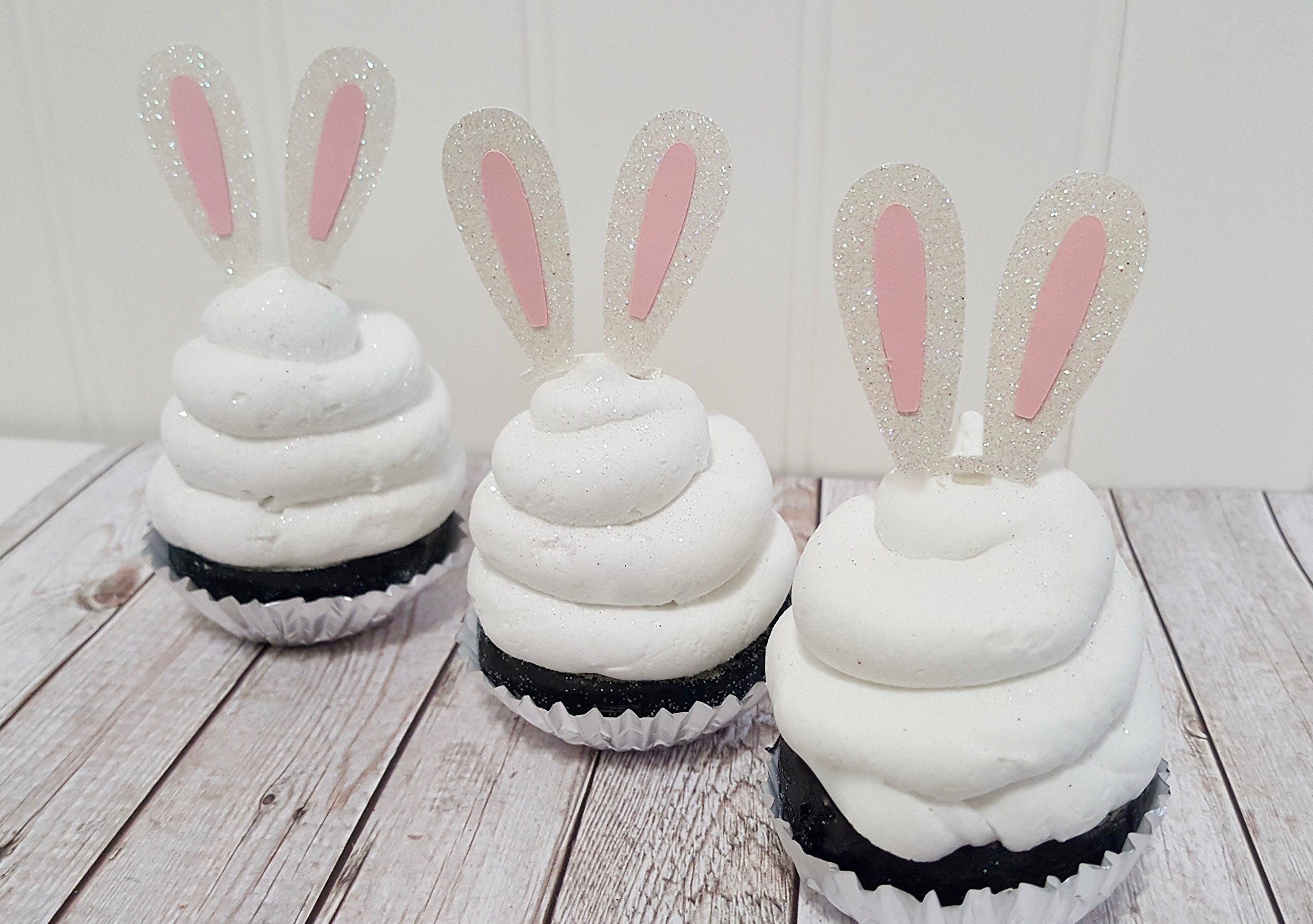 Easter Bunny Ears Cupcake Toppers - 24pcs Adorable Rabbit Ear Decorations for Cupcakes, Cakes & Desserts - Perfect for Easter Parties, Baby Showers & Spring Celebrations