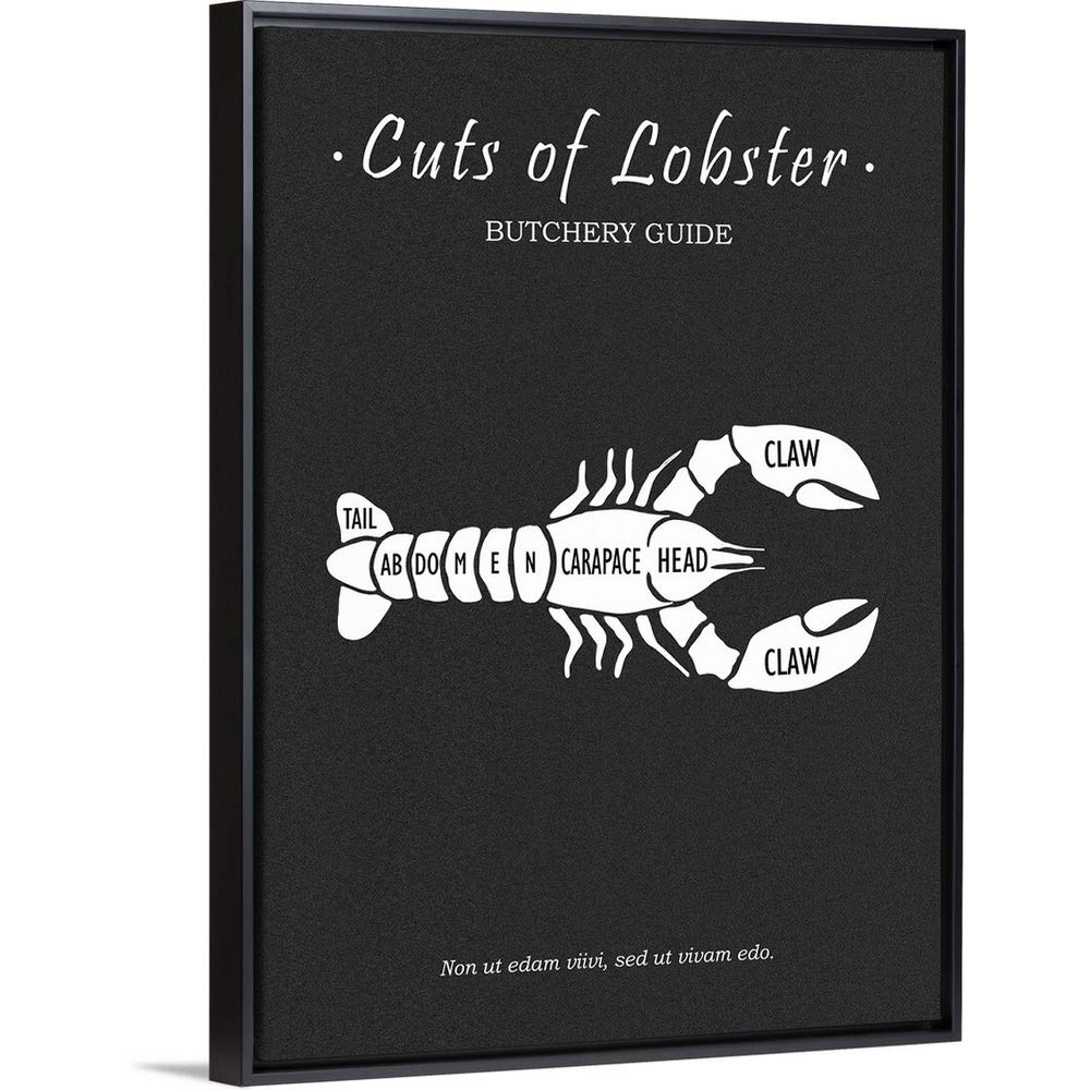 Premium Butchery Lobster Black Float Frame Canvas Art - Elegant Food Artwork for Kitchen, Restaurant & Home Decor