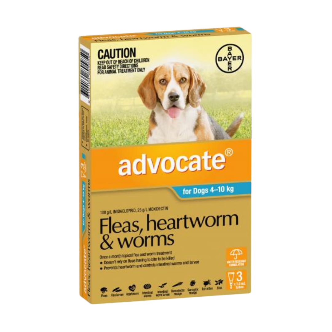**Advocate for Dogs 4 to 10 kg - Flea & Worm Treatment for Small Dogs | Protects Against Fleas, Ticks & Intestinal Worms | Ideal for Home & Outdoor Use**