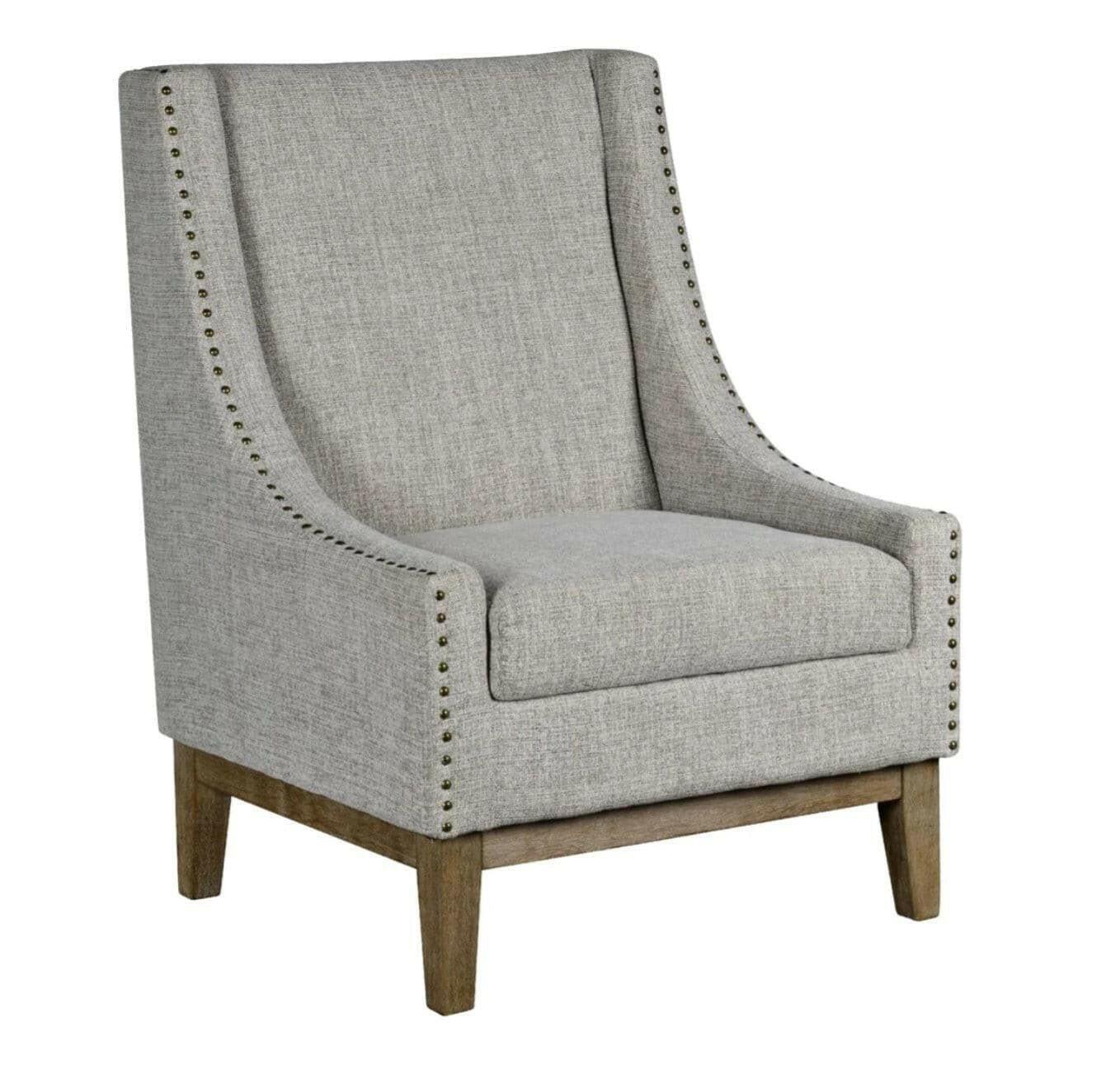 Jasmine Monarch Oatmeal Chair 10001 MO - Modern Accent Chair for Living Room, Bedroom & Office - Soft Fabric Upholstered Armchair with Sturdy Wooden Legs - Perfect for Relaxing, Reading & Home Decor