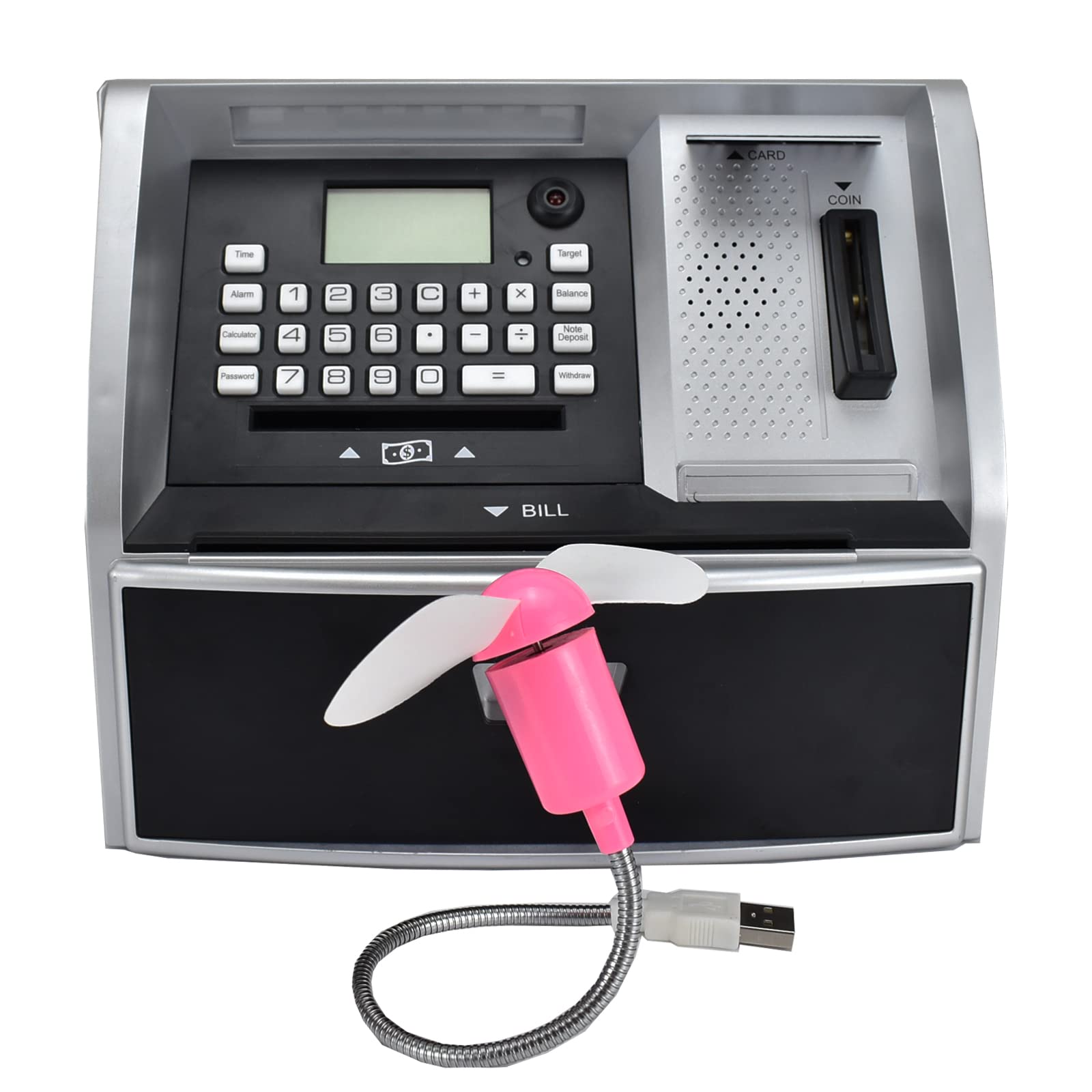 Interactive Talking ATM Piggy Bank for Kids - Electronic Money Saving Bank with USB Port & Fan Cooling - Perfect for Teaching Financial Literacy & Fun Savings at Home