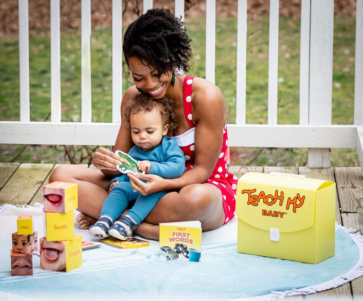 Screen-Free Baby Learning Kit for 6+ Months - Educational Toy Set with Finger Puppets, Board Books & Stacking Blocks to Teach First Words, Numbers & Sounds | Includes Teaching Guides & Storage Case | Perfect for Early Childhood Development & Interactive Playtime