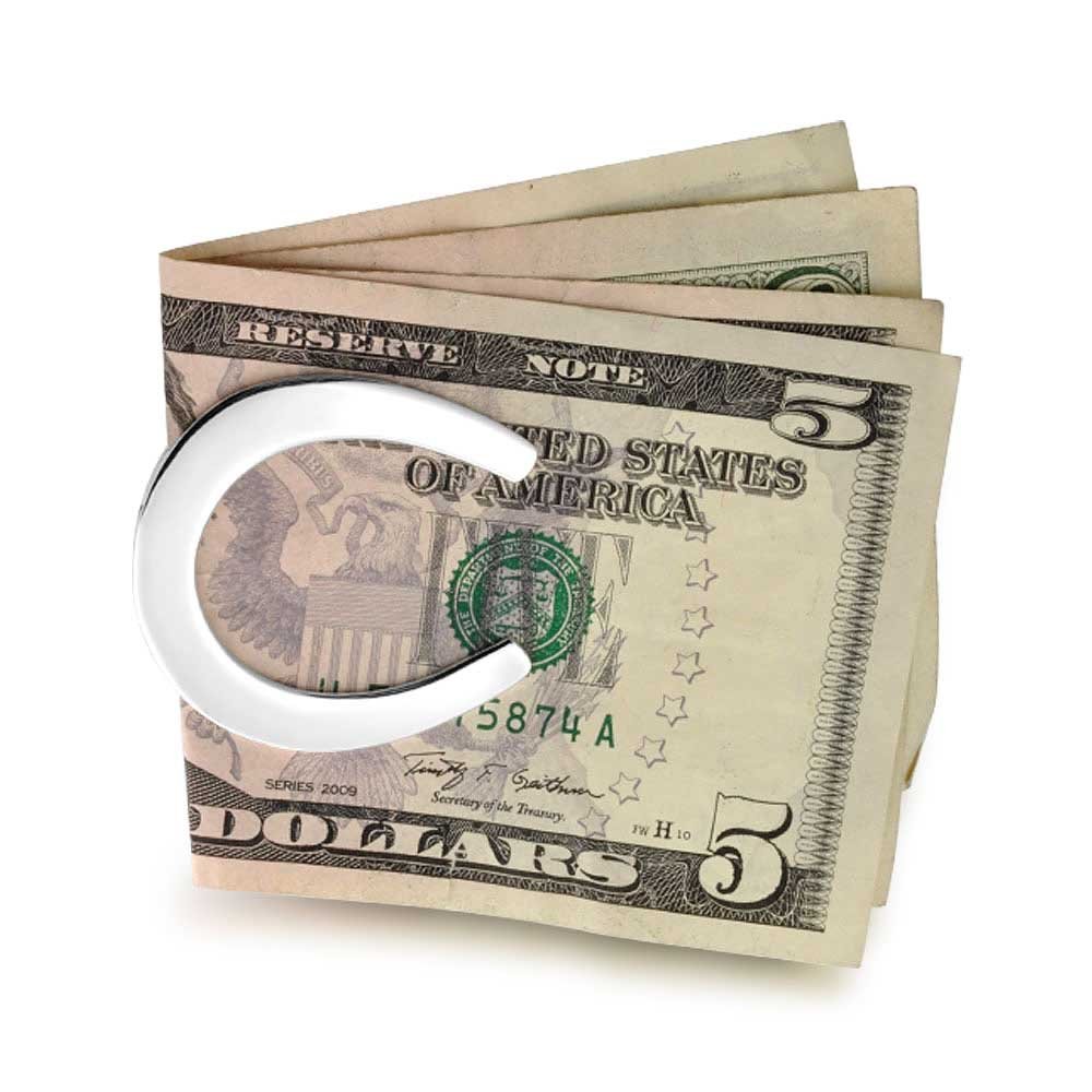 Custom .925 Sterling Silver Money Clip - Personalized Horseshoe & Golf Design for Men, Teens, Fathers | Strong Plain Paper Clip Card Holder | Perfect Gift for Graduation, Birthday & Special Occasions