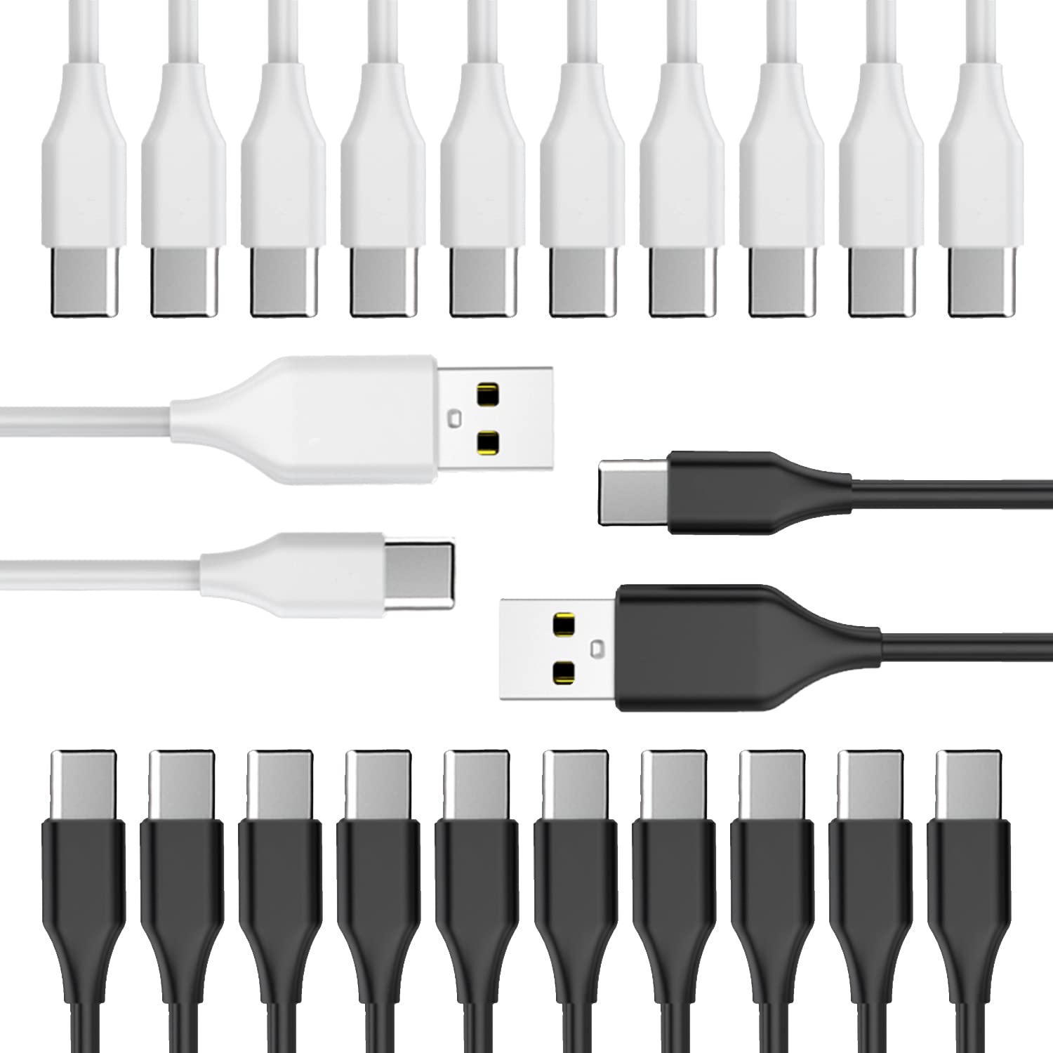 20-Pack 3.3ft USB-A to USB-C Fast Charging Cable - 3A High-Speed Charger Cord Compatible with Samsung Galaxy S10/S9/S8/S20/S21/Plus/A52/A21/A32/A11, Note 10/9/8 & PS5 Controller - Perfect for Home, Office, Travel and Multi-Device Charging