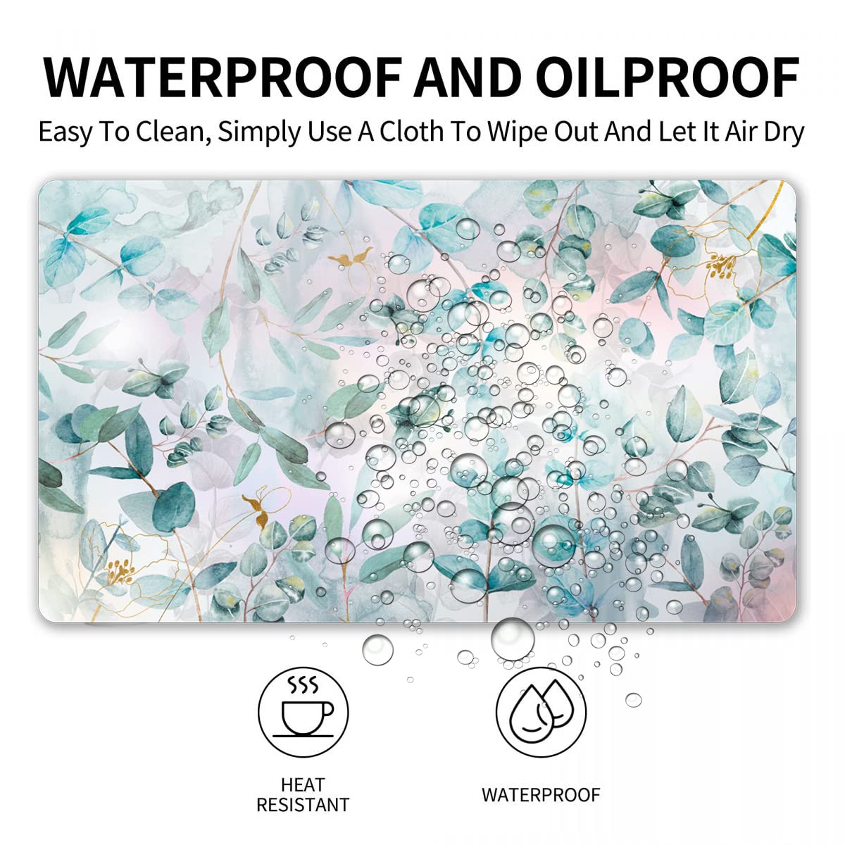 XXL Gaming Mouse Pad - Non-Slip Rubber Base, Waterproof Desk Mat for Work & Gaming | Green Floral Design