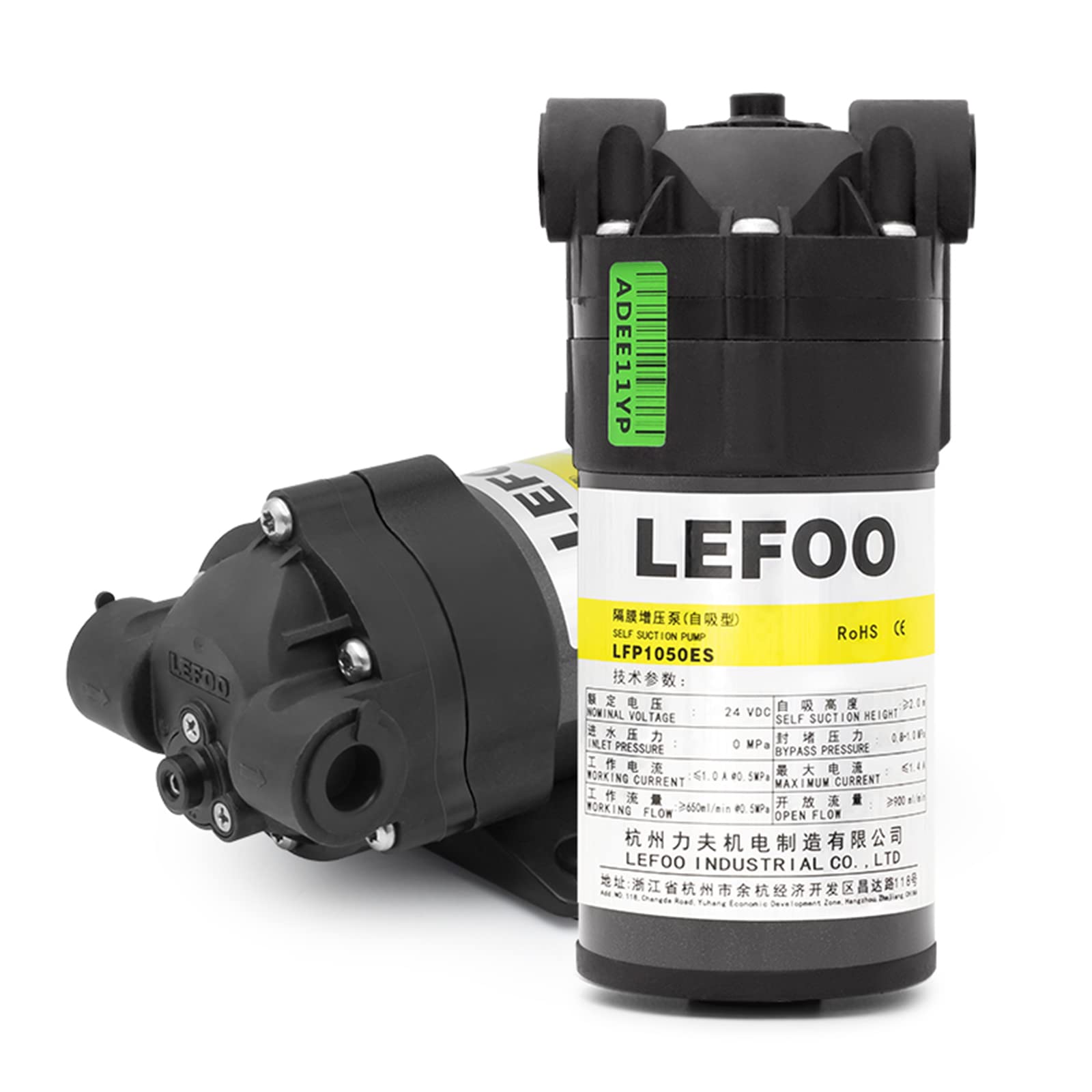 LEFOO 24V Self Priming Diaphragm Water Pump - 10.3GPH, 30 PSI, 6.56FT Suction - 3/8
