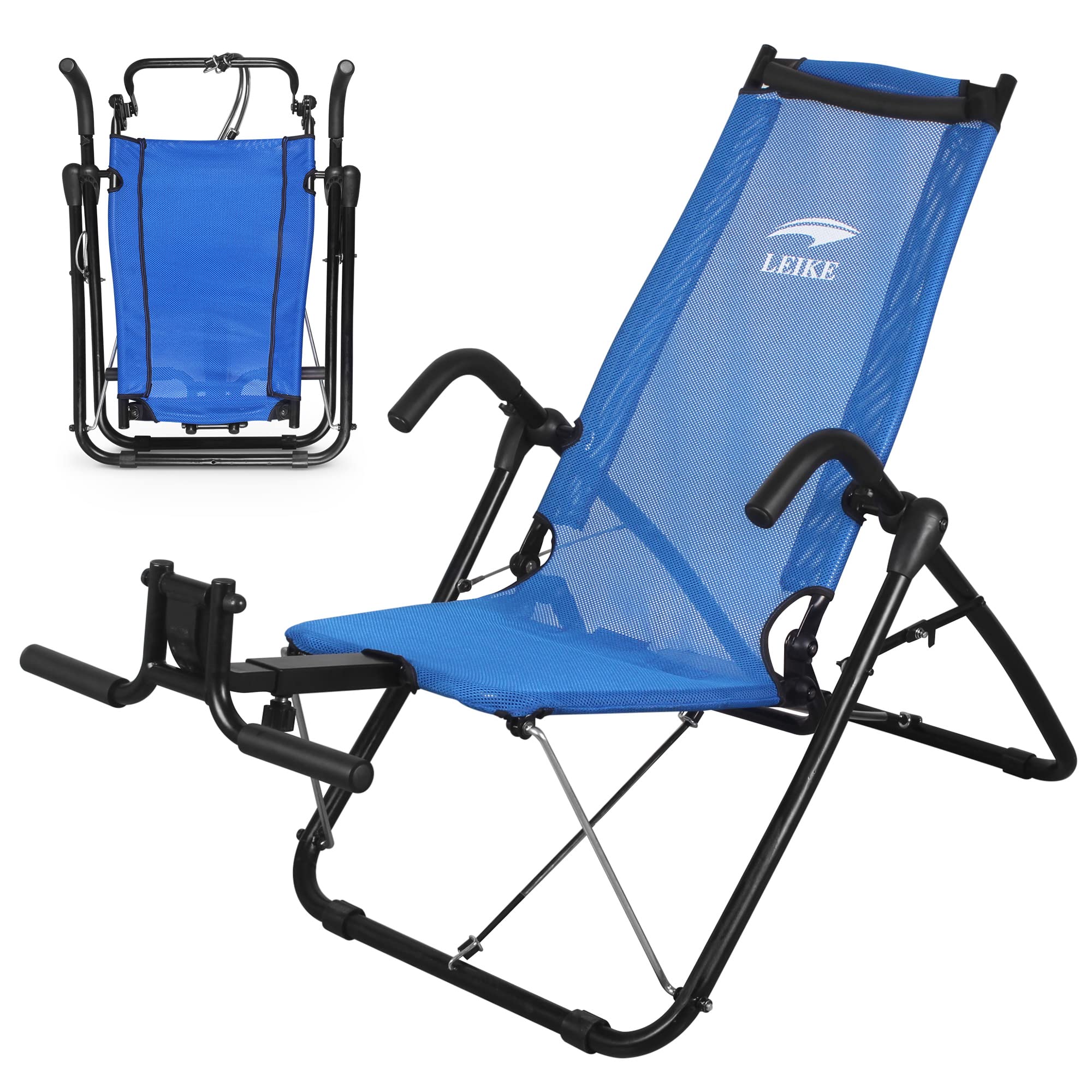 Leikefitness Ab Exercise Chair - Core Strengthening, Lightweight & Foldable Abdominal Trainer for Home Gym - Perfect for Strength Training, Inversion Therapy & Fitness Routines (Blue) AB3900