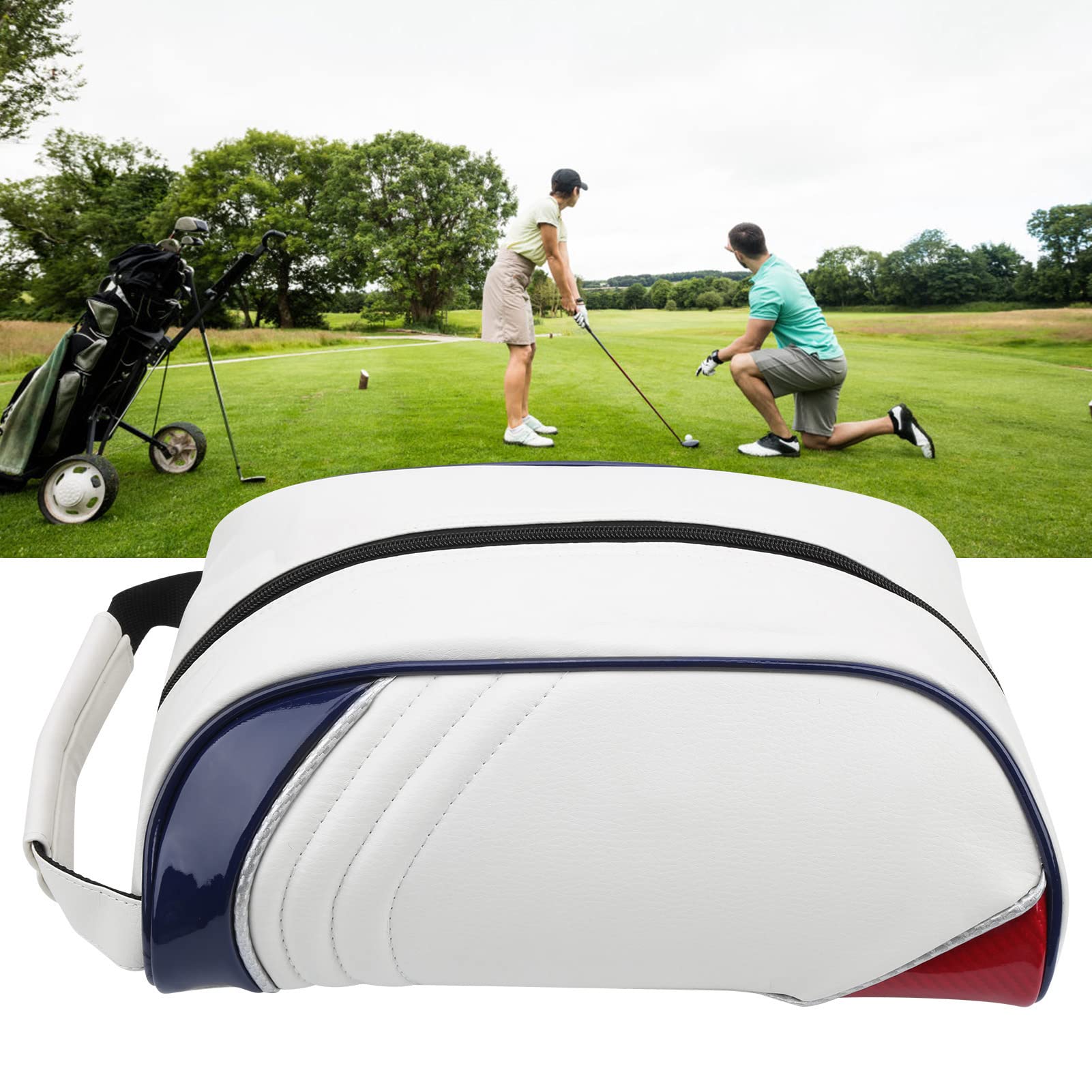 Premium PU Leather Golf Shoe Bag - Waterproof Dustproof Travel Shoe Carrier for Men & Women | Portable Golf Accessories Storage Tote for Home, Clubhouse & Travel