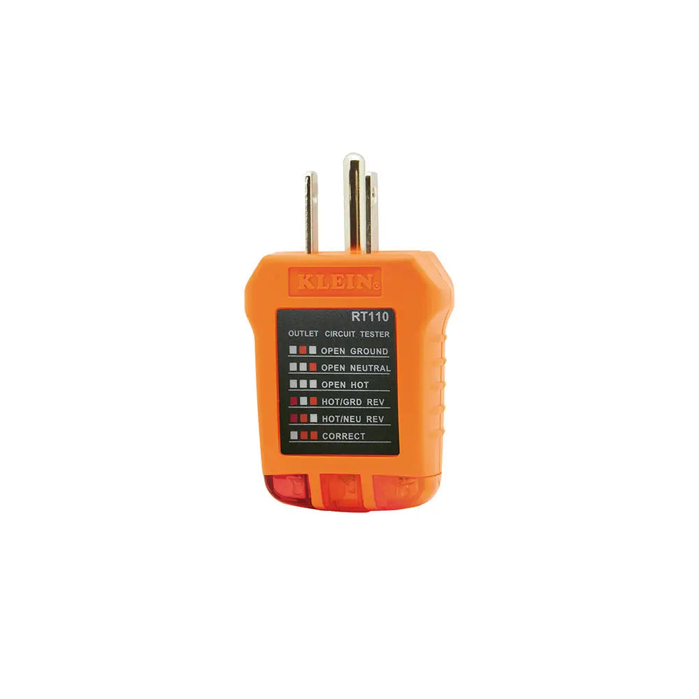 KLEIN KLE RT110 Receptacle Tester - Electrical Outlet Tester for Home & Commercial Use - Verify Wiring & GFCI Protection - Ideal for Electricians & DIY Projects
