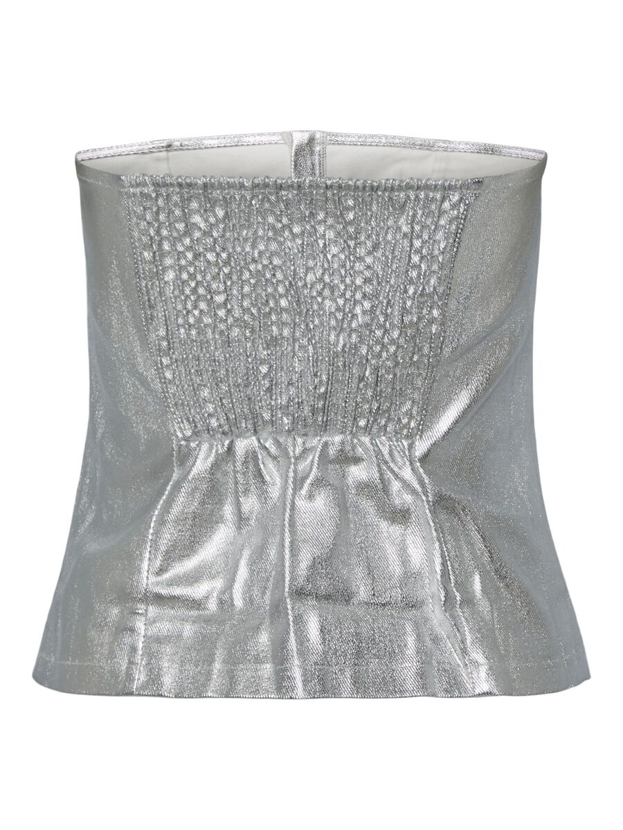 Dessa Women's Silver Bandeau Top - Seamless Stretchy Tube Top for Yoga, Beach, and Summer Outfits
