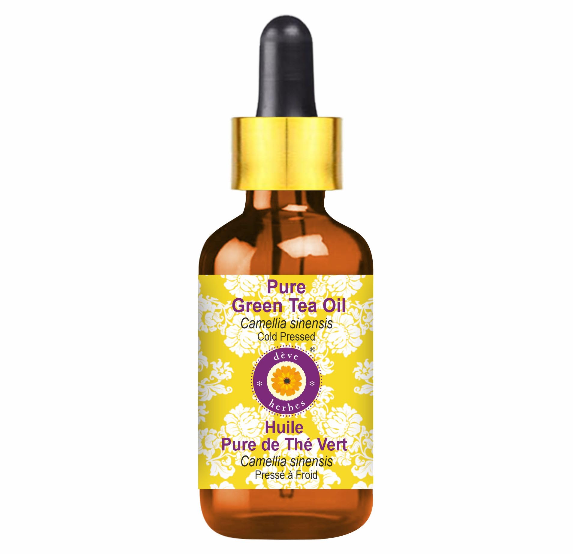 Pure Green Tea Oil (Camellia sinensis) - 100% Natural, Cold Pressed, Therapeutic Grade, Fragrance-Free with Glass Dropper - 5ml for Skin Care, Aromatherapy & Relaxation