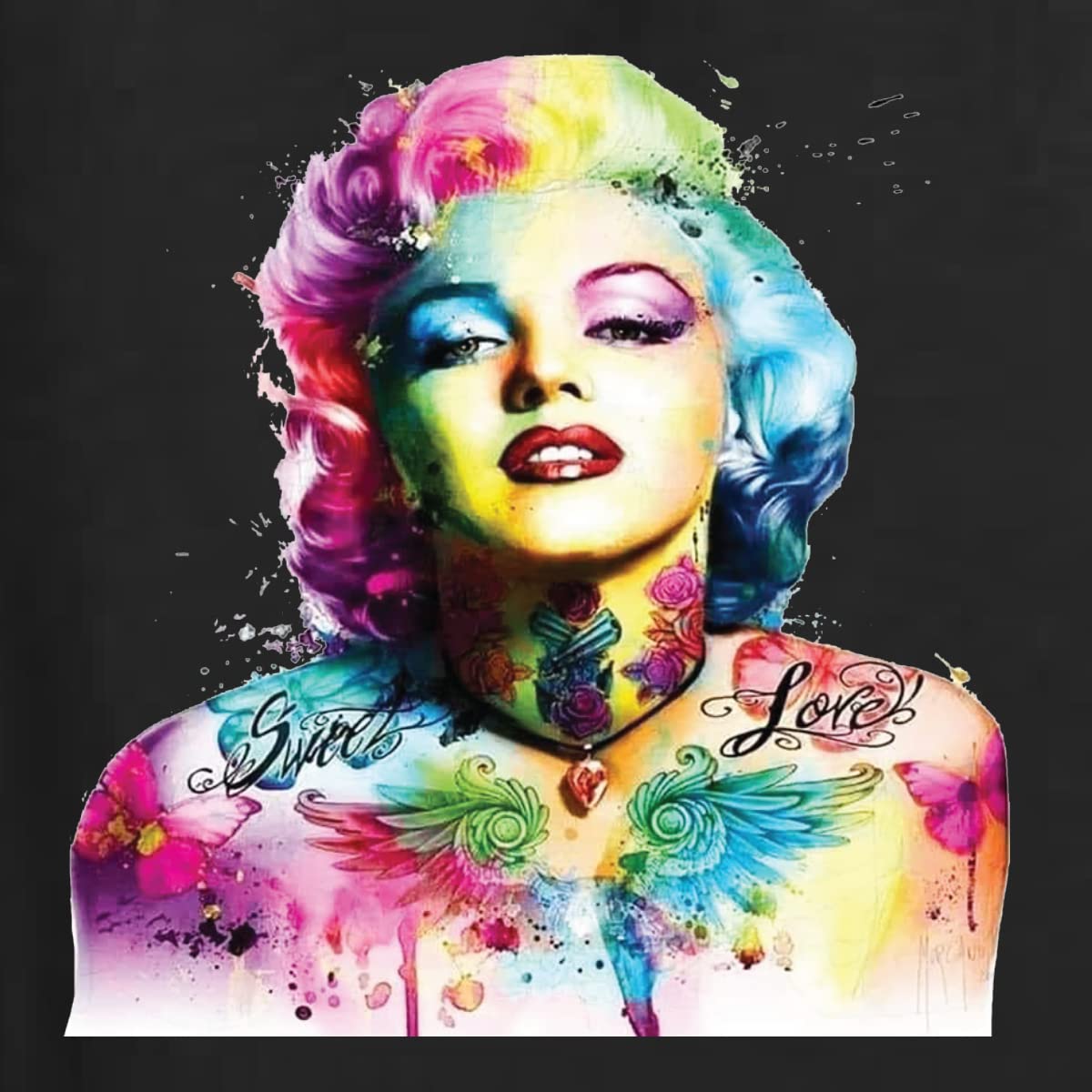 Vibrant Marilyn Multicolor Pop Art V-Neck T-Shirt for Women - Junior Fit Fashion Tee | Perfect for Casual Wear, Pop Culture Events & Retro Themed Parties