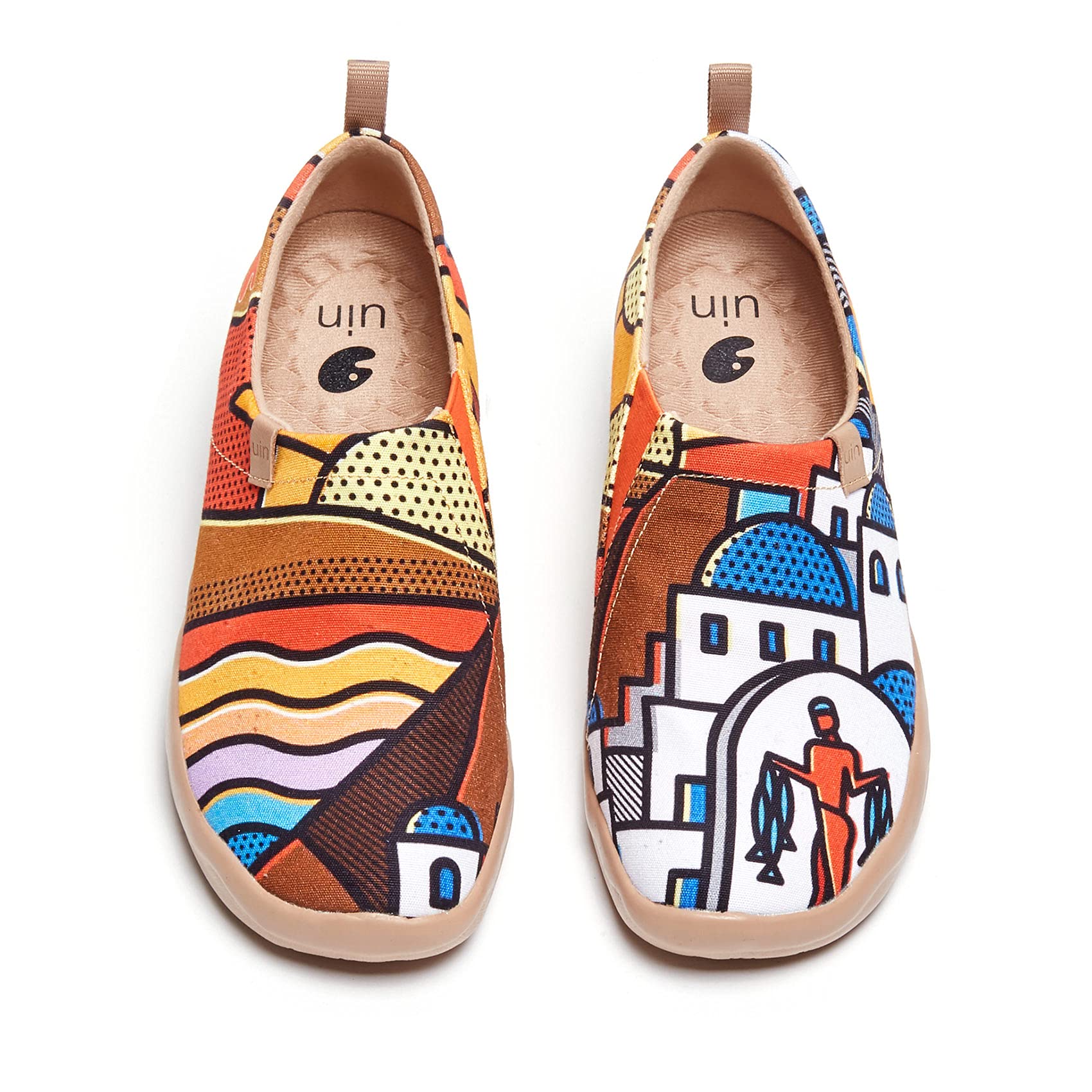 UIN Women's Slip On Sneakers - Casual Knit Loafers with Artistic Painting | Comfortable Soft Walking Shoes for Women | Perfect for Work, Travel & Everyday Wear