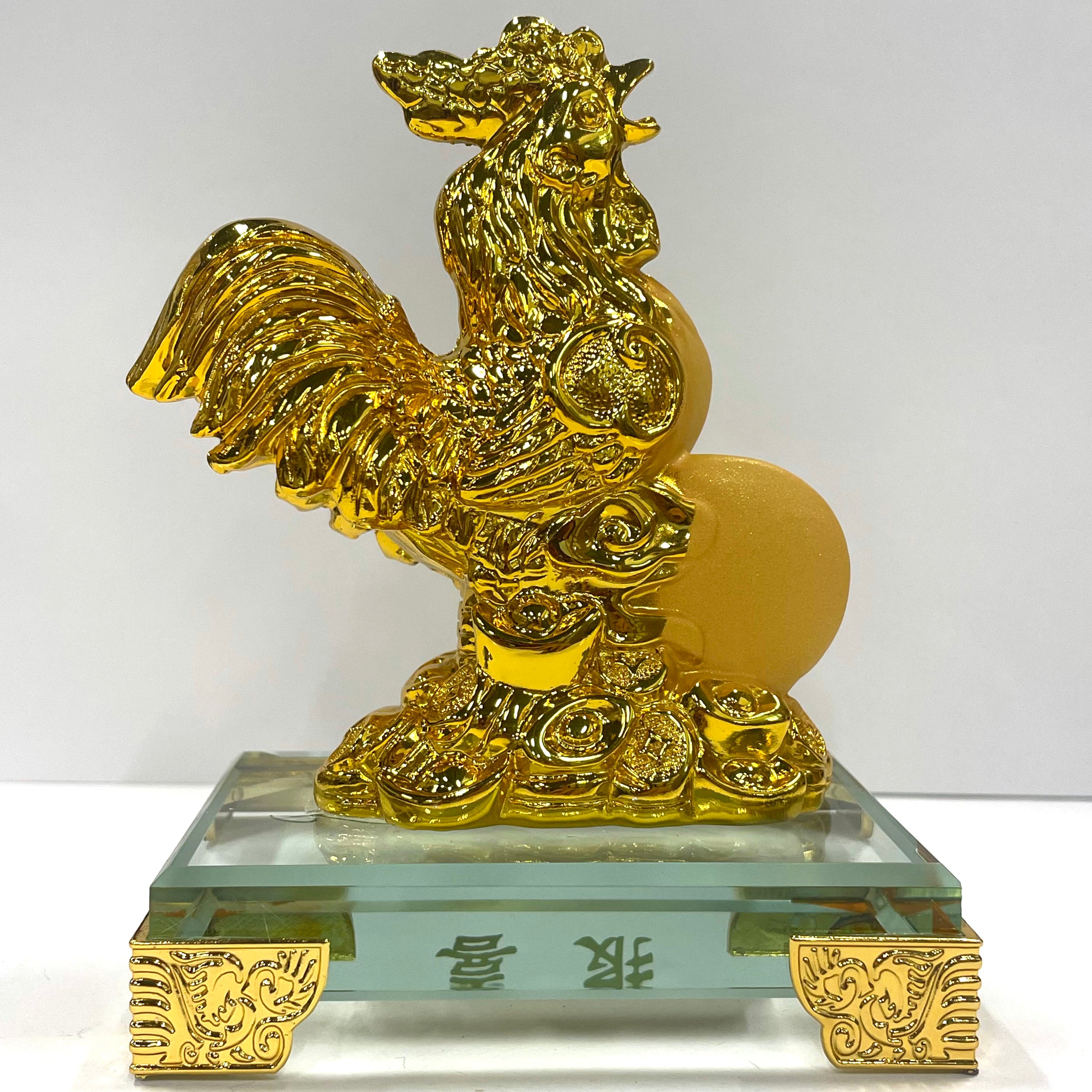 Chinese New Year Rooster Glass Figurine - Handcrafted Zodiac Animal Collectible for Home Decor, Gift & Feng Shui Display