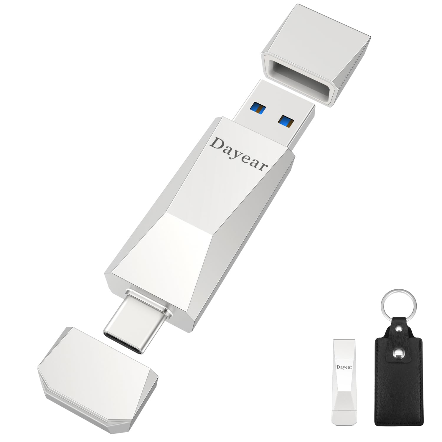 Dayear 128GB USB C Flash Drive - 2-in-1 Dual USB 3.2 Gen2 Thumb Drive with 500MB/s High Speed - Compatible with iPhone 15 Series, iPad, Android, Mac & Laptops - Perfect for Data Transfer, Backup & Portable Storage
