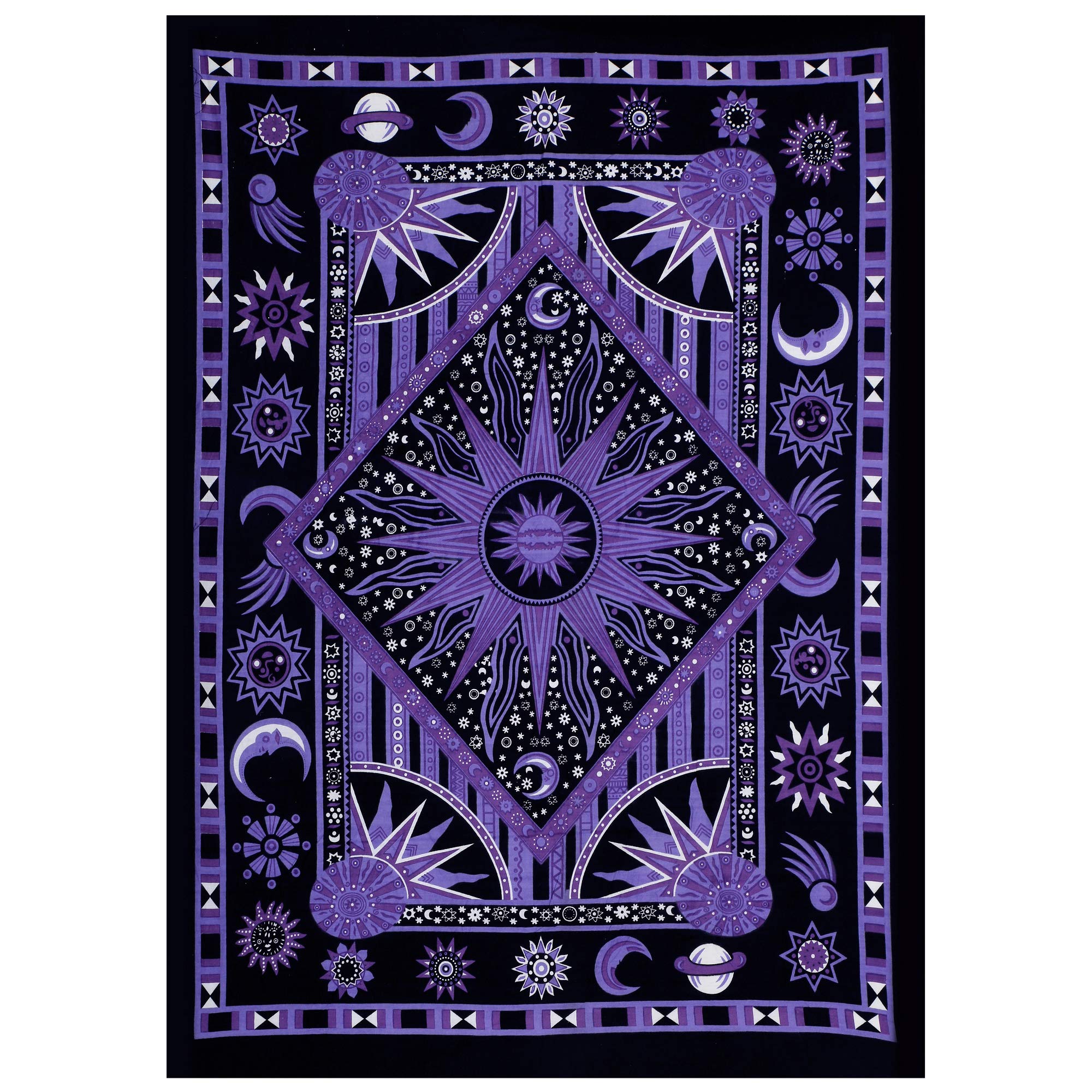 Celestial Tie Dye Tapestry - Moon Star Boho Wall Hanging for Bedroom & Dorm Decor