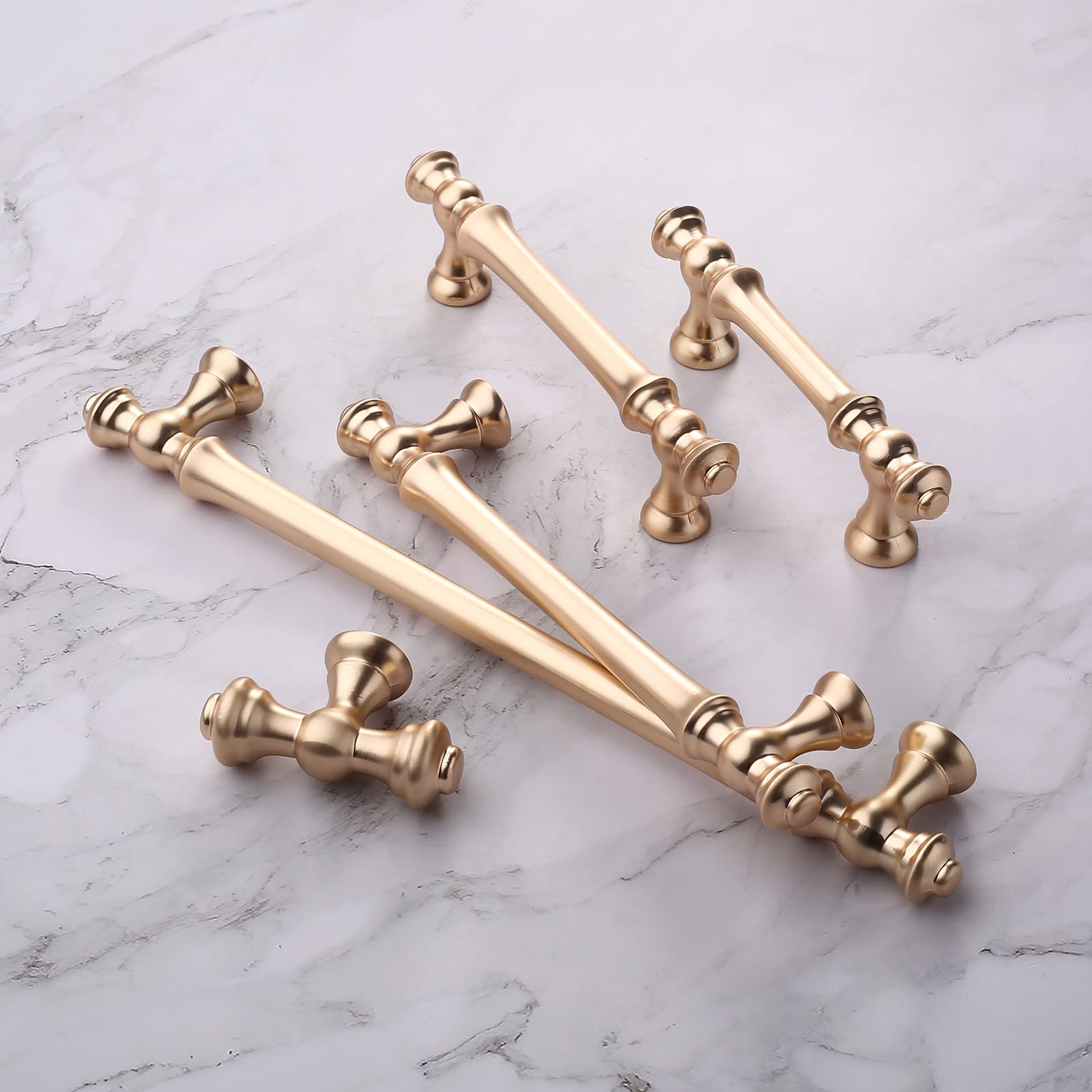 Asidrama 30 Pack 5 Inch (128mm) Brushed Brass Kitchen Cabinet Handles - Gold Cabinet Pulls for Cupboard, Drawer, and Furniture - Perfect for Modern Kitchen, Bathroom, and Office Renovation