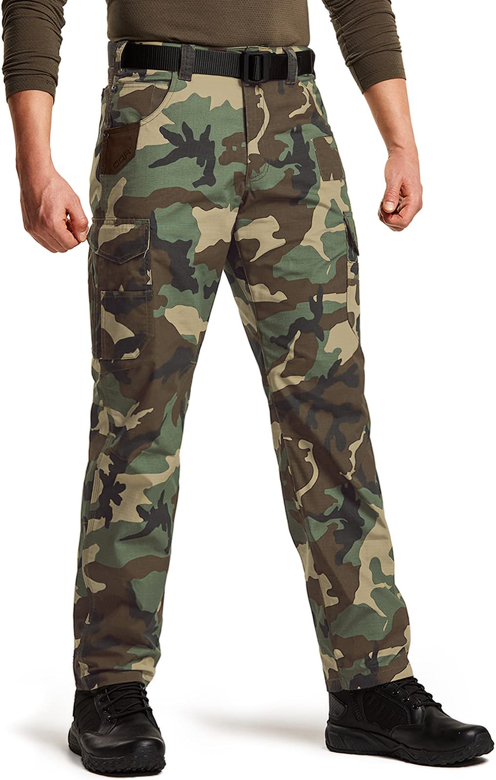 CQR Men's Ripstop Tactical Work Pants - Water Resistant Outdoor Utility Cargo Pants for Hiking, Camping & EDC | Durable Straight Fit Operator Pants